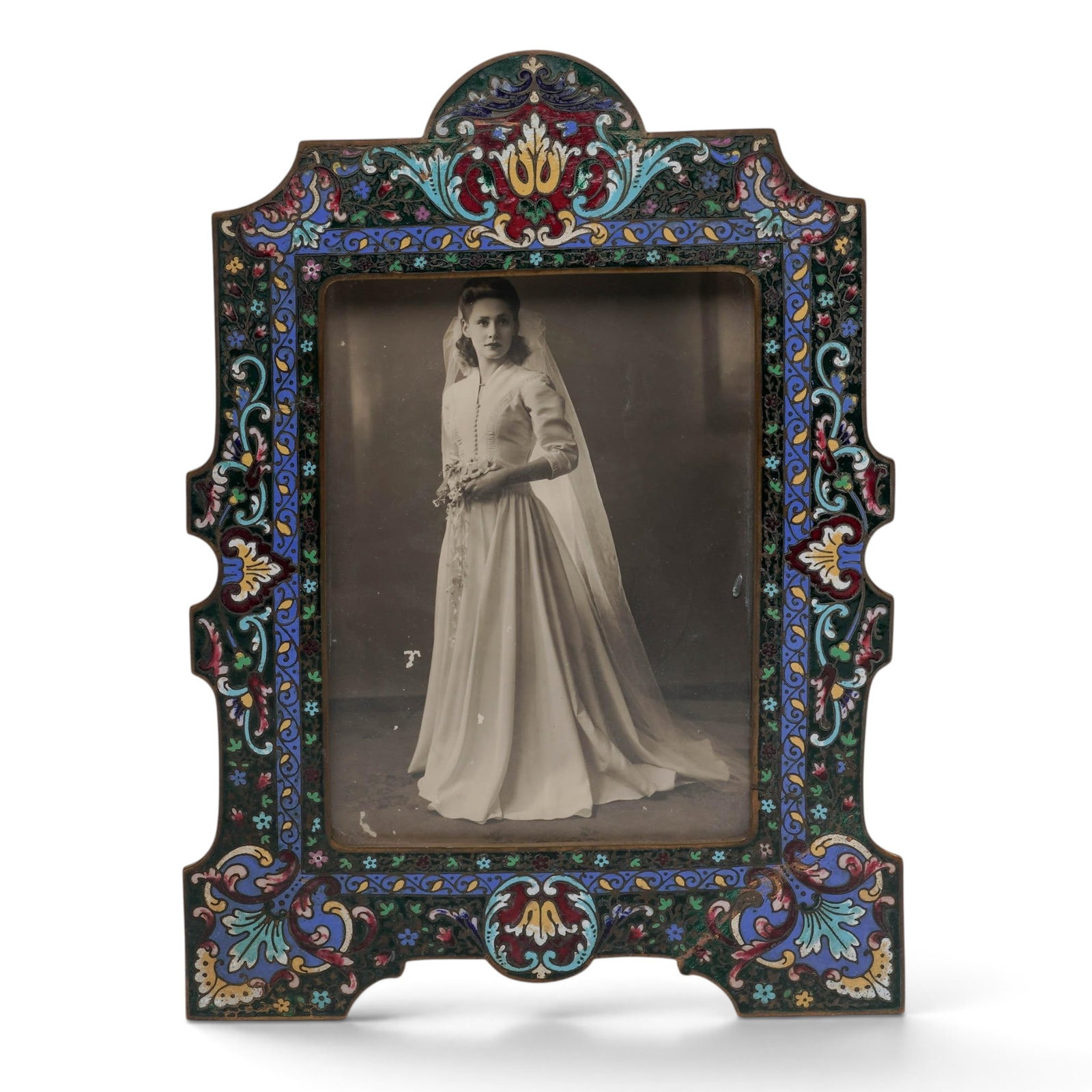 Large Napoléon III Champleve Enamel Photo Frame (1 of 5)