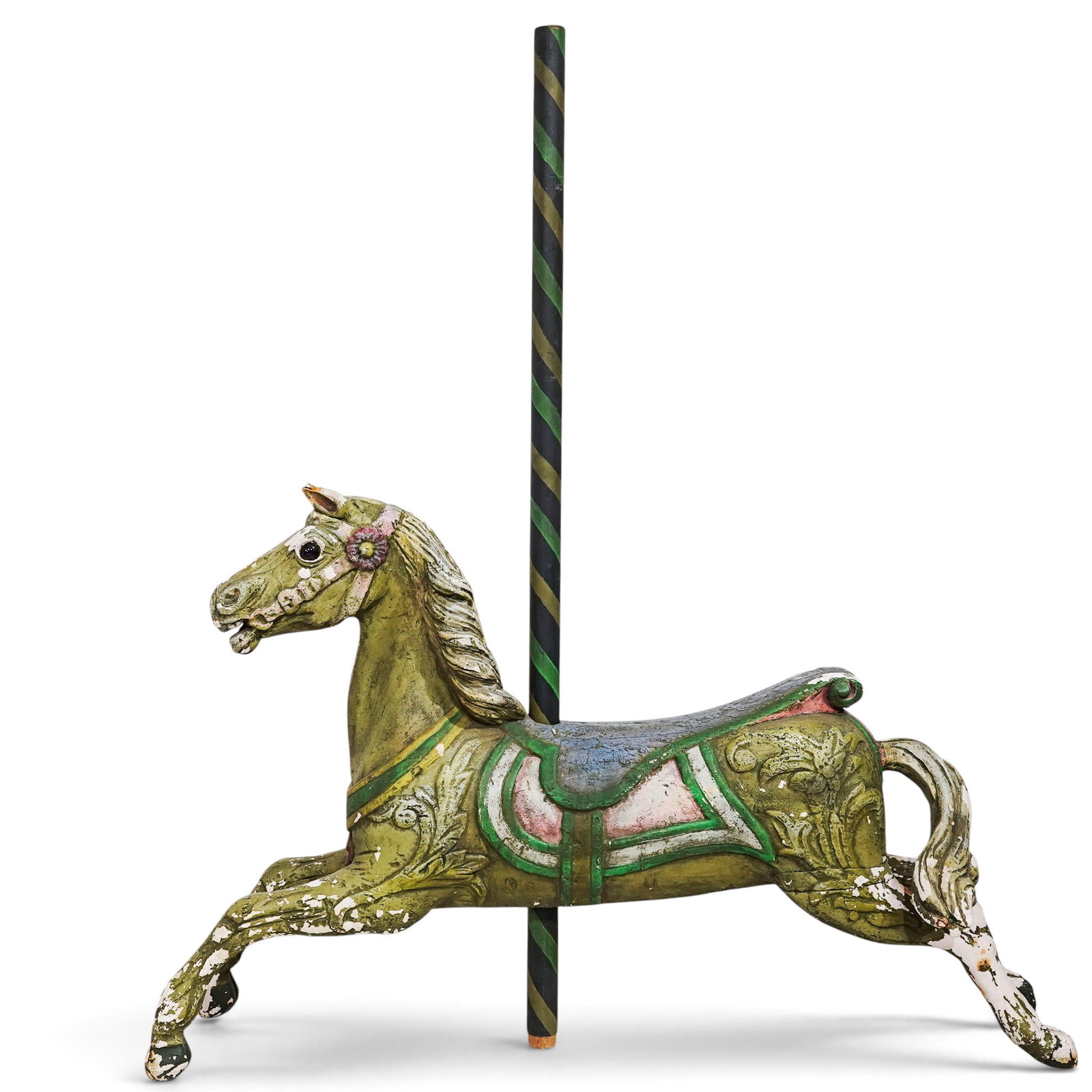 Attrib. Friedrich Heyn German Carved Wood Carousel Horse: Attrib. Friedrich Heyn German Carved Wood Carousel Horse Early 20th century, German Hand-carved wooden carousel horse, an early 20th-century German "jumper" attributed to the renowned factory of Fried