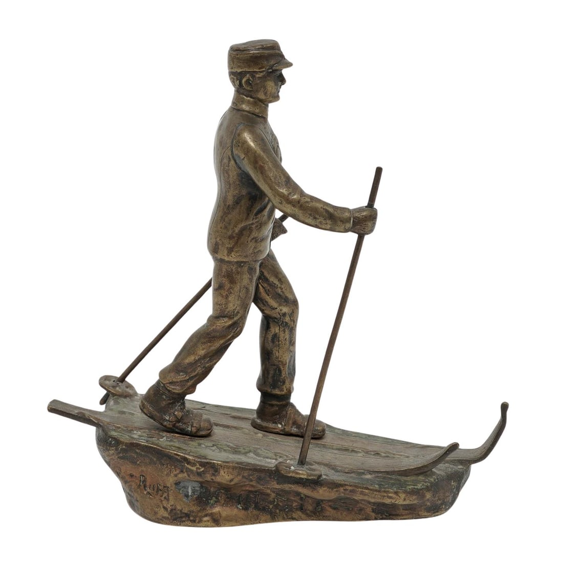 Ruffino Besserdich (Austrian, 1858-1916) Bronze Skier Sculpture (1 of 5)