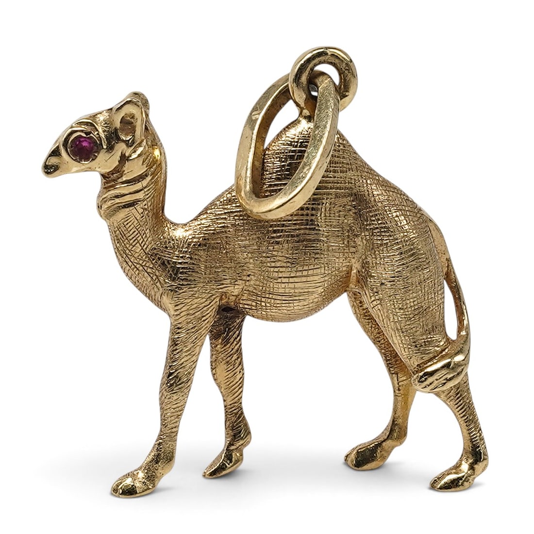 18k Gold Ruby Eye Camel Pendant, Signed (1 of 7)