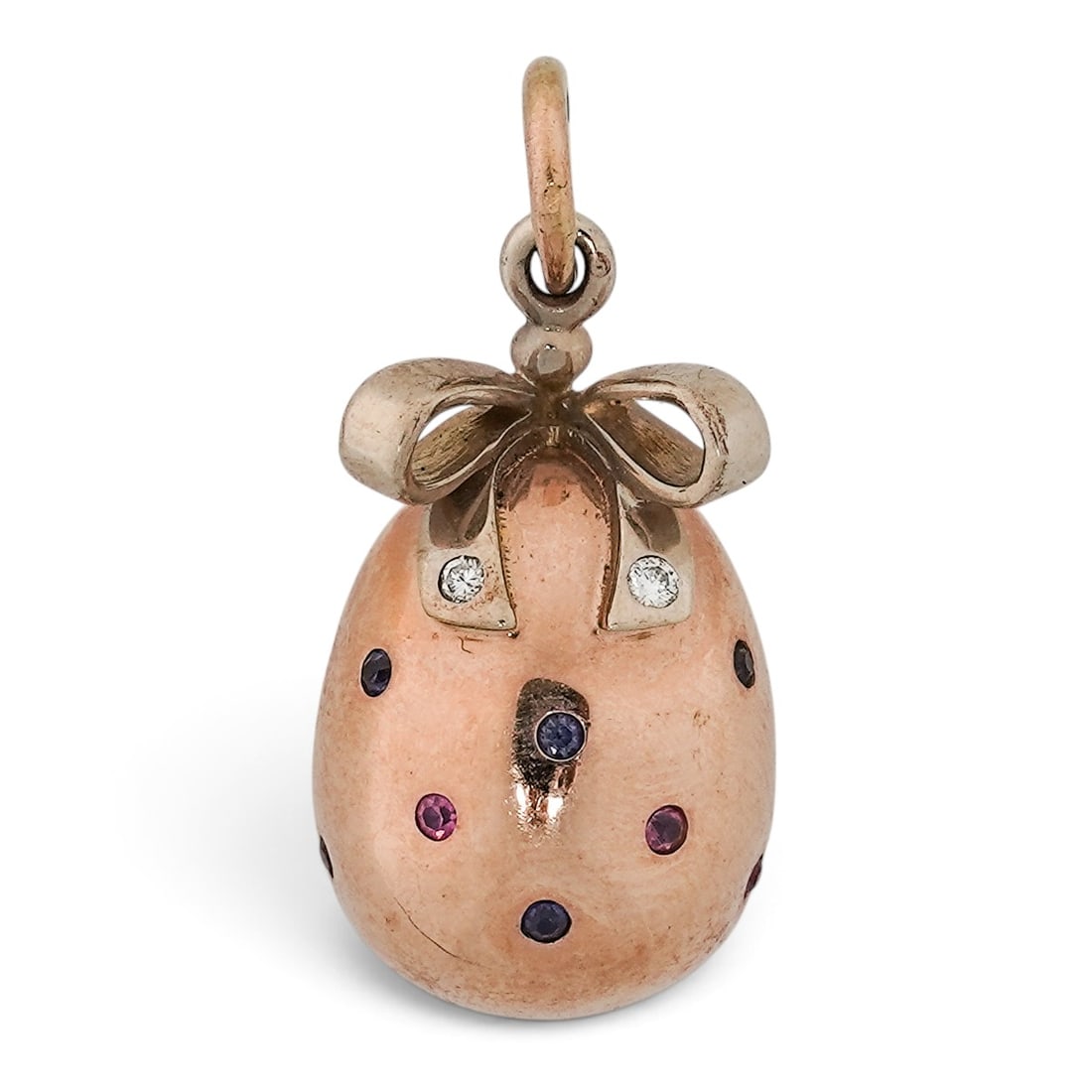 Karl Faberge Russian Faberge 14k Gold Ruby, Sapphire, and Diamond Egg Pendant (1 of 7)