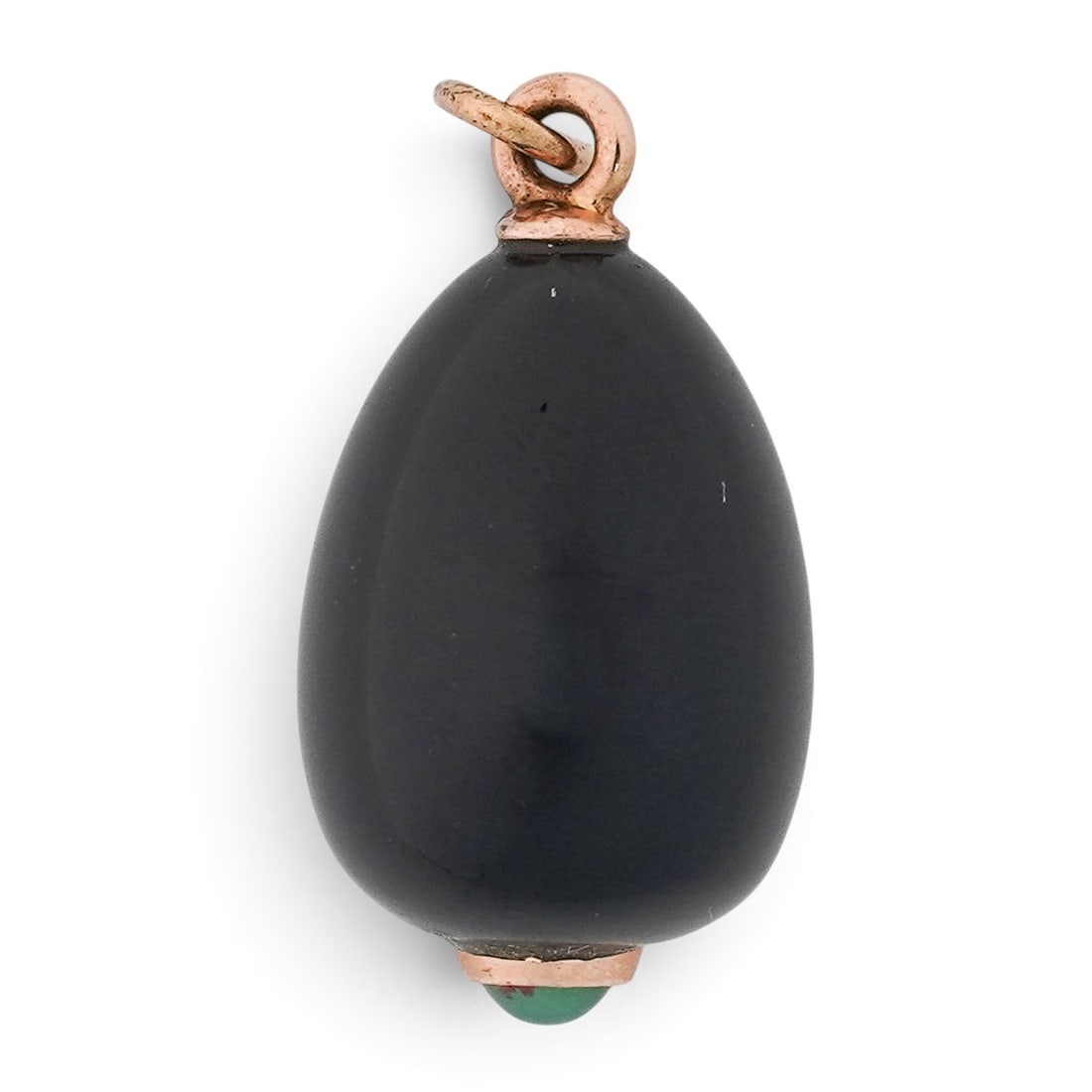 Russian 14k Gold Black Onyx and Chrysoprase Egg Pendant (1 of 4)
