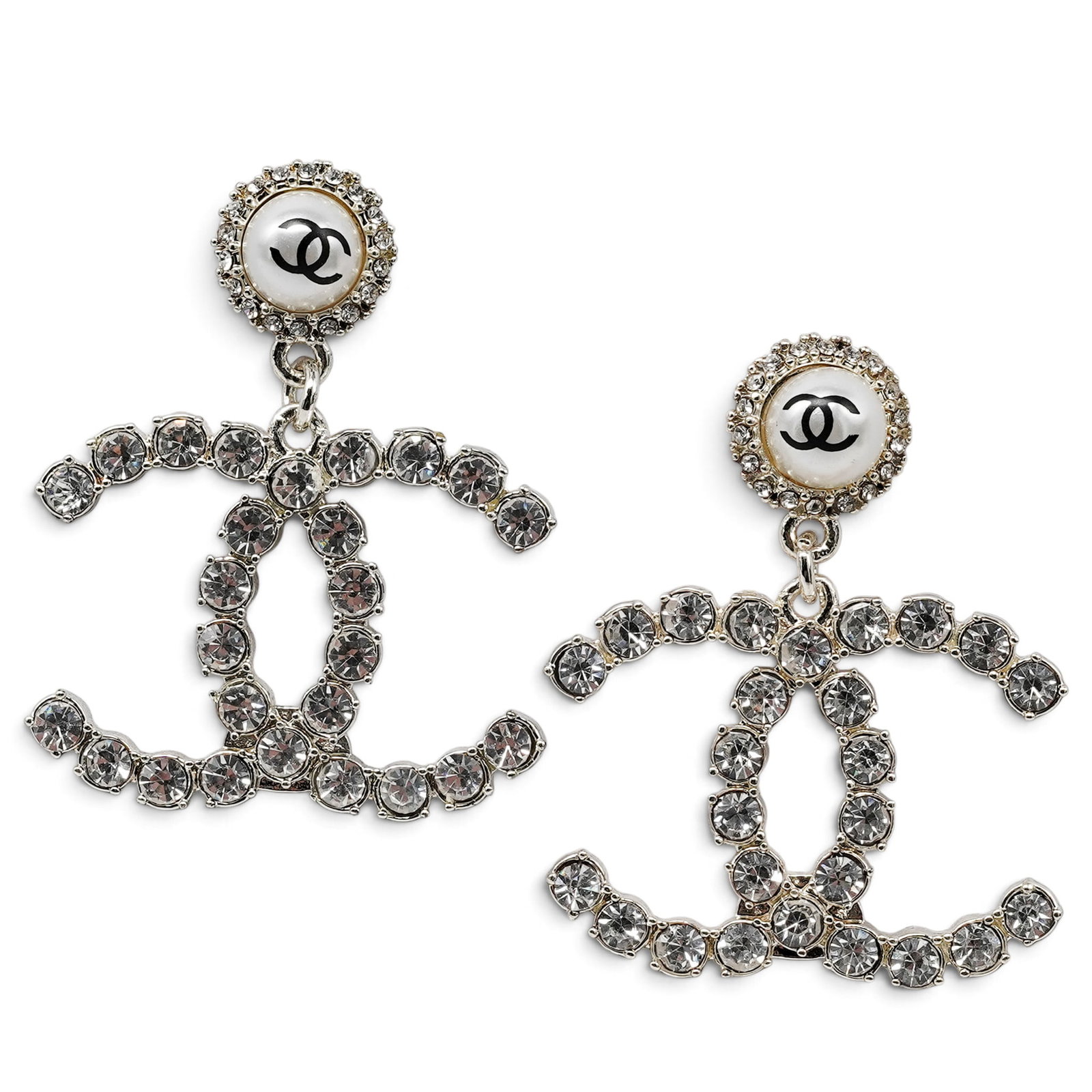 Chanel Silver-Tone CC Logo Drop Earrings (1 of 4)