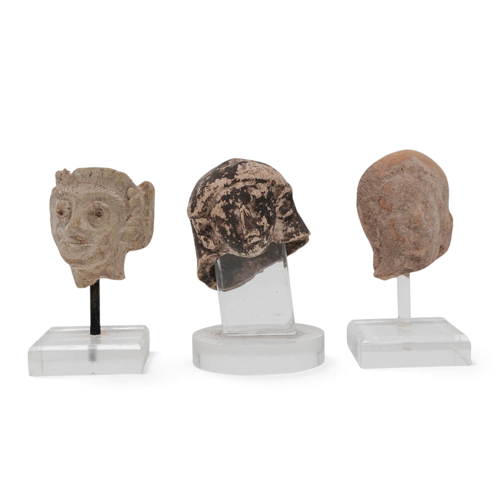 (3 pc) Classical & Pre-Roman Mediterranean Terracotta Heads (1 of 4)