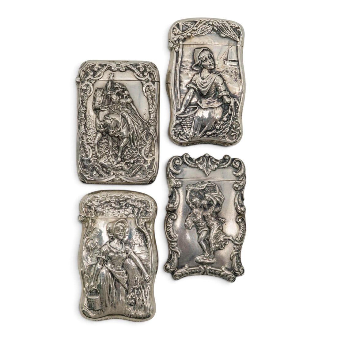 (4 pc) Art Nouveau Figural Sterling Silver Match Safes (1 of 8)