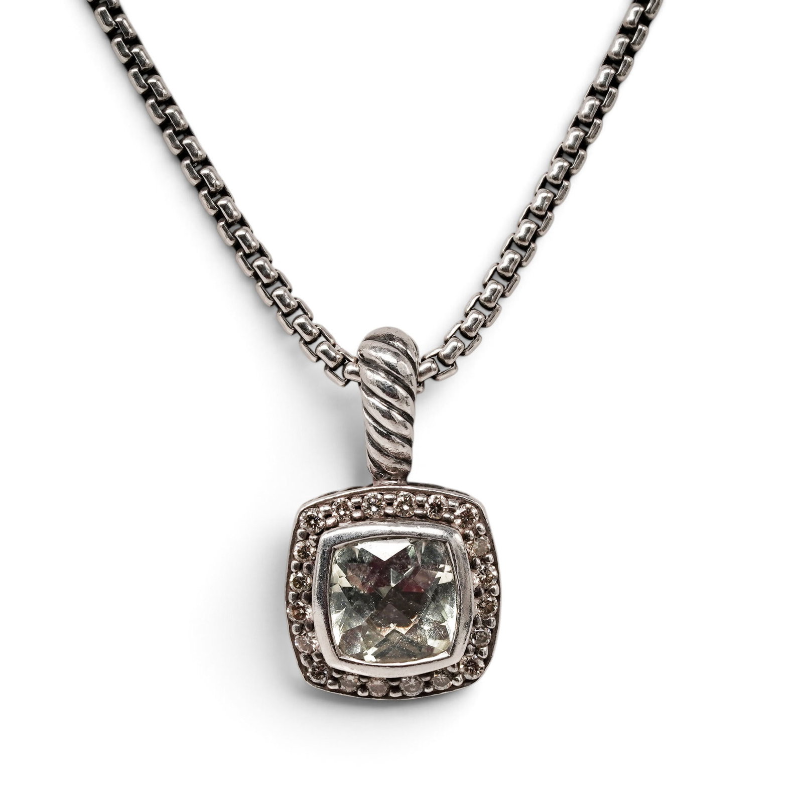 David Yurman Petite Albion Sterling Silver and Diamond Pendant Necklace (1 of 7)