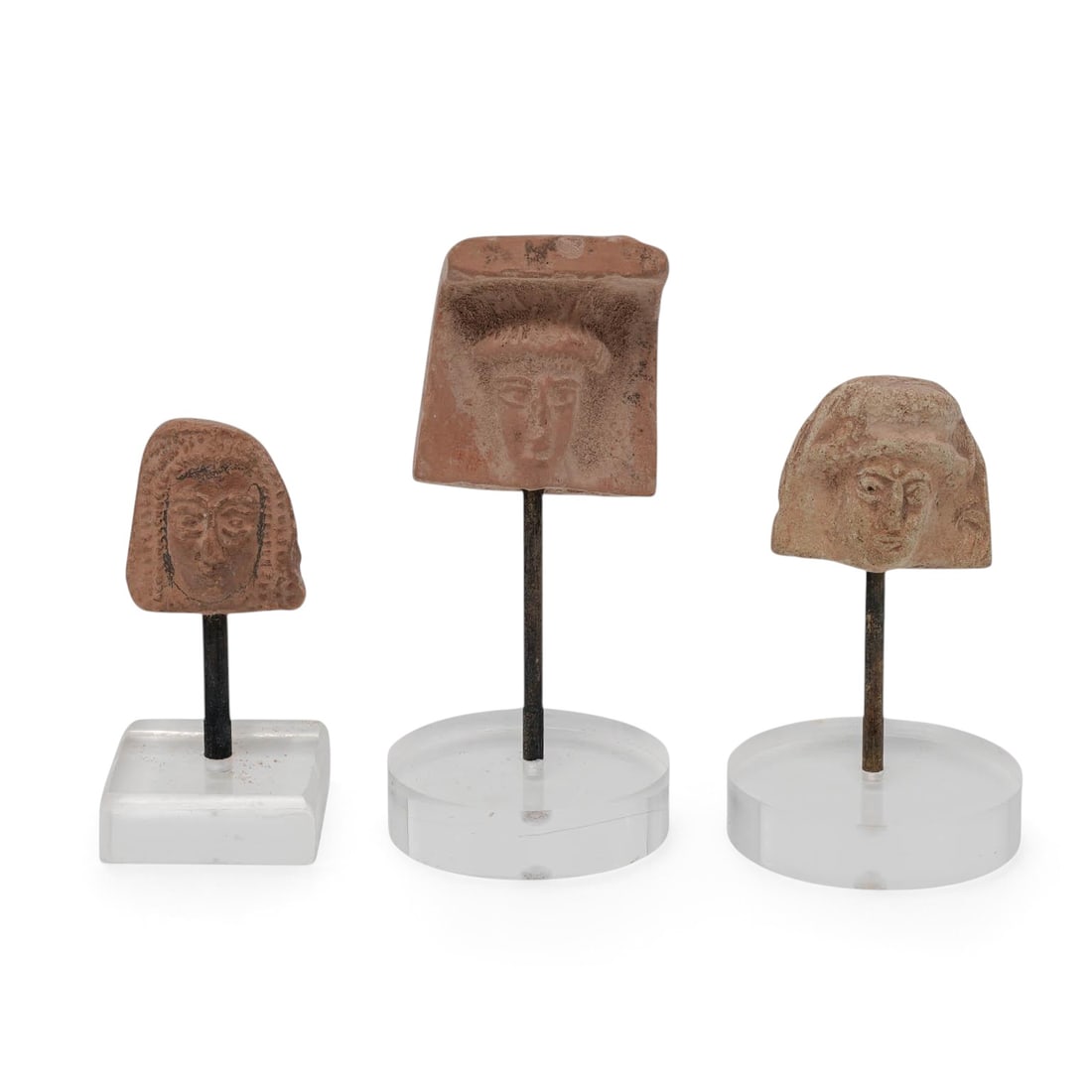 (3 pc) Ancient Greek Terracotta Female Protomai Bust Plaques: (3 pc) Ancient Greek Terracotta Female Protomai Bust Plaques Approx. c. 6th-4th century BCE, Mediterranean Basin Comprising of three individual mold-made terracotta fragments depicting female deities,