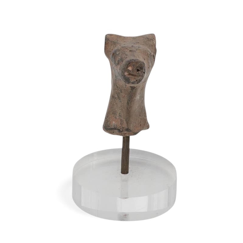 Early Bronze Age Terracotta Bovine Protome: Early Bronze Age Terracotta Bovine Protome Approx. 3rd Millennium B.C., Mesopotamia A finely hand-modeled, solid terracotta votive fragment depicting the head and upper neck column of a domestic bull 