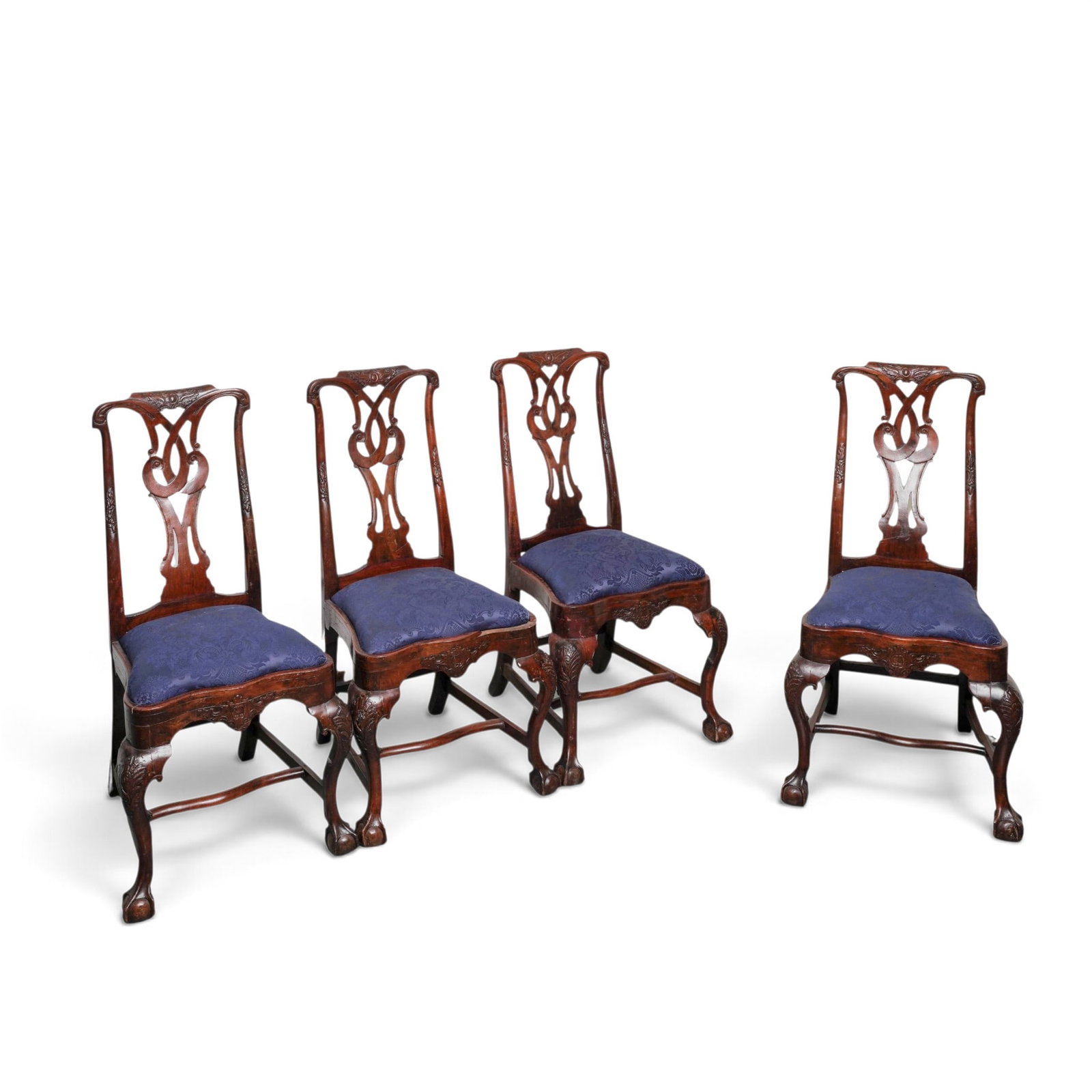 (4 pc) Antique Chippendale-Style Mahogany Upholstered Chairs (1 of 11)