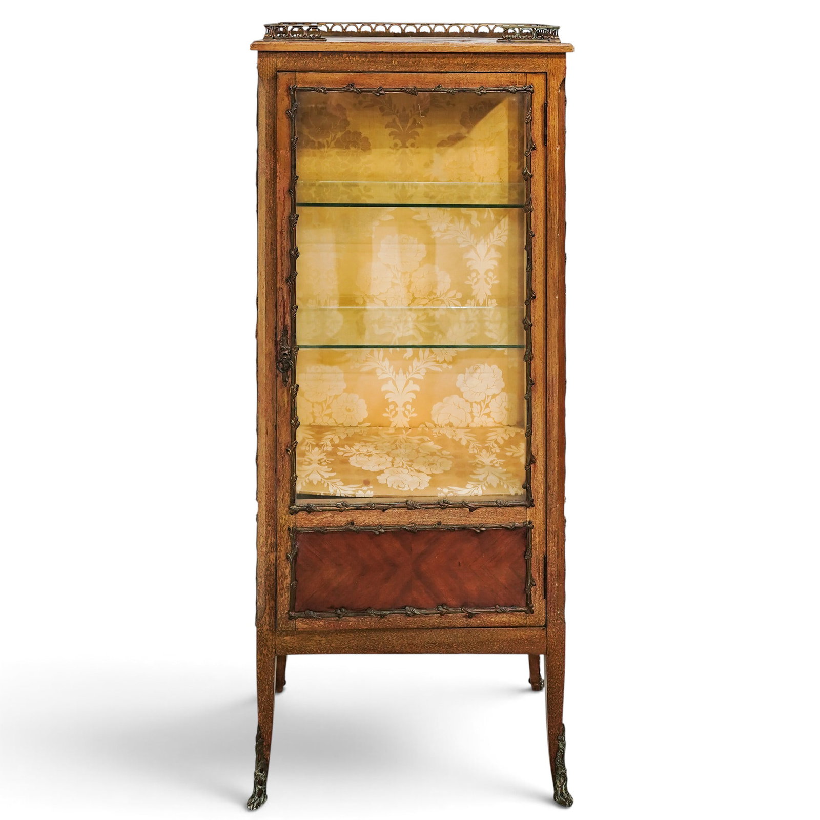 Antique French Wood Vitrine Cabinet: Antique French Wood Vitrine Cabinet Late 19th-early 20th century, French Antique French vitrine cabinet, which is an elegant glass-fronted display case. Wooden construction with glass side panels and 