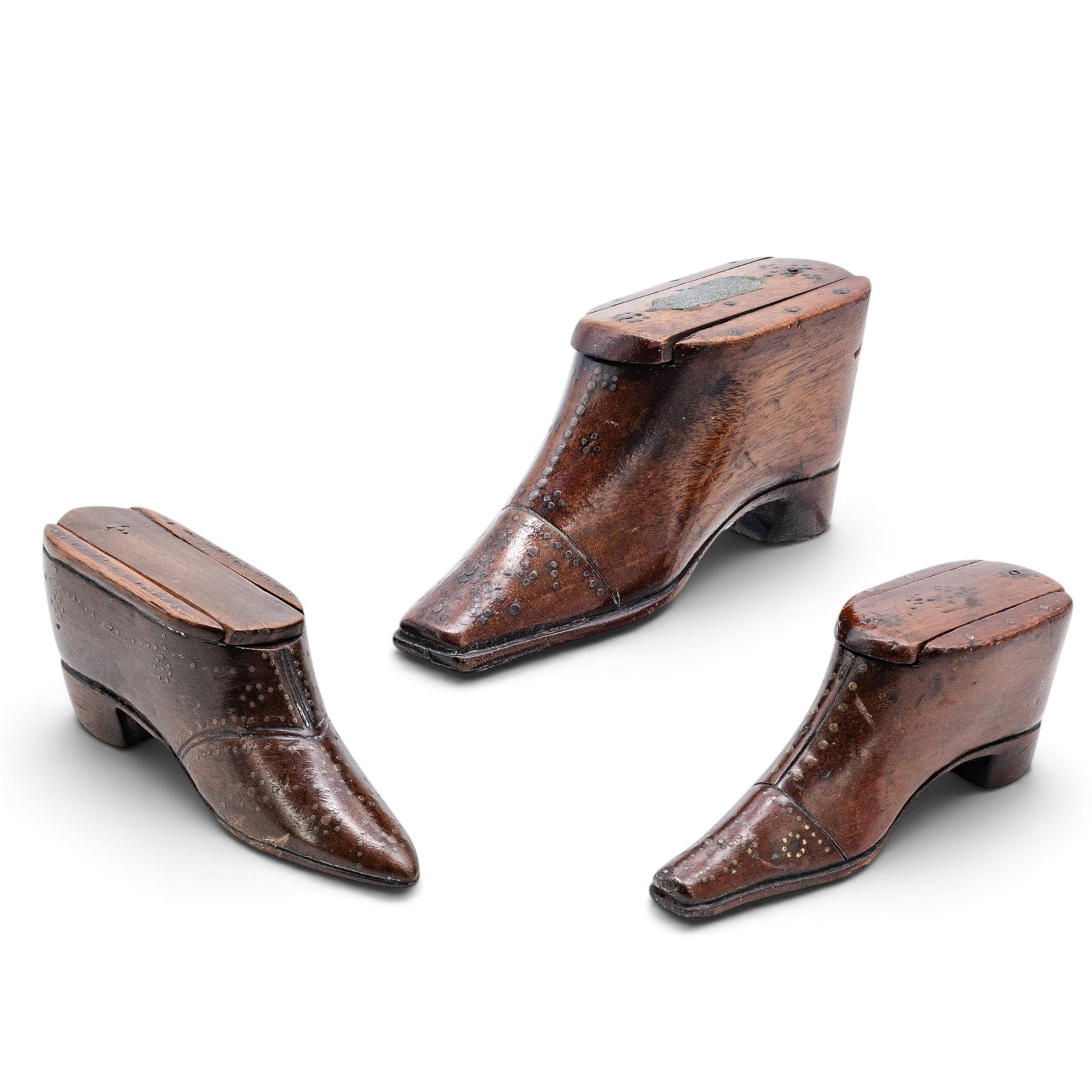 (3 pcs) Victorian Wooden Shoe Snuff Boxes (1 of 7)