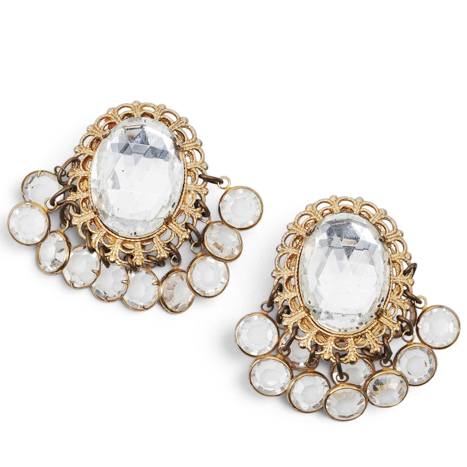 Kenneth Jay Lane Gold-Tone Crystal Dangle Clip Earrings (1 of 4)