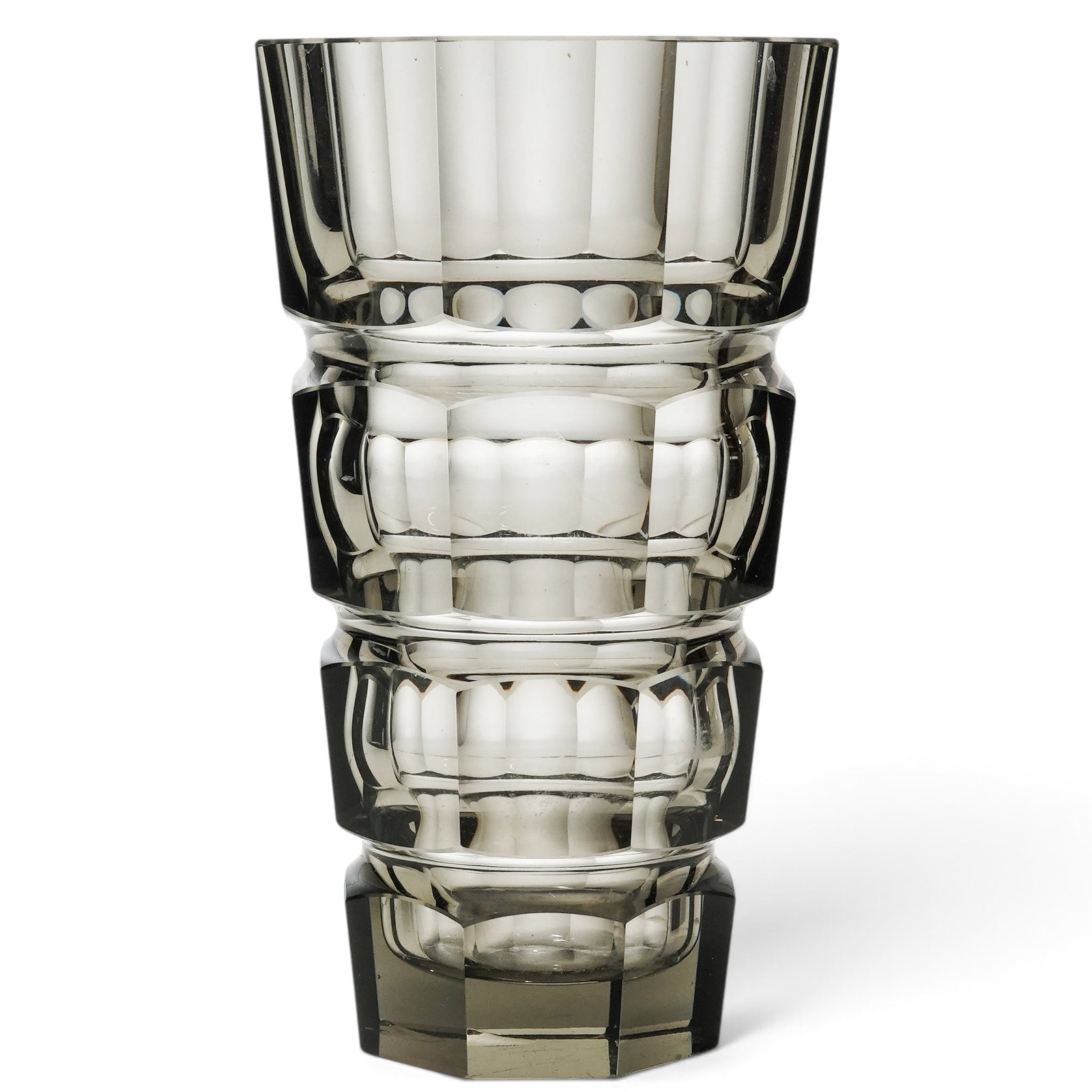 Josef Hoffmann for Moser Faceted Smoky Glass Vase (1 of 5)