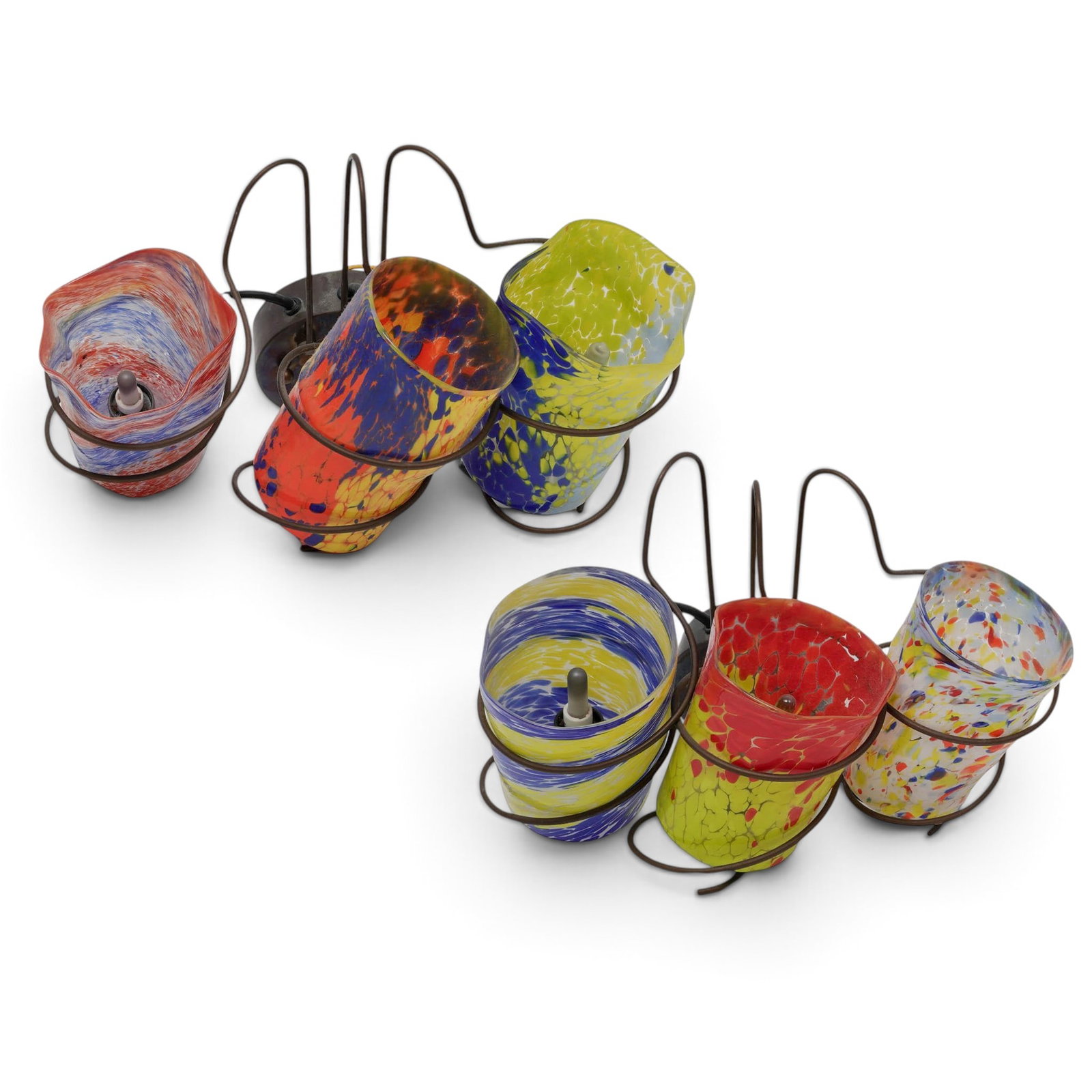 Pair Barovier & Toso "Goti Luminosi" Murano Glass Sconces: Pair Barovier & Toso "Goti Luminosi" Murano Glass Sconces Late 20th - 21st Cent, Italy This pair of Barovier & Toso Murano glass three-arm wall sconces showcases vibrant, hand-blown "Goti Luminosi" st
