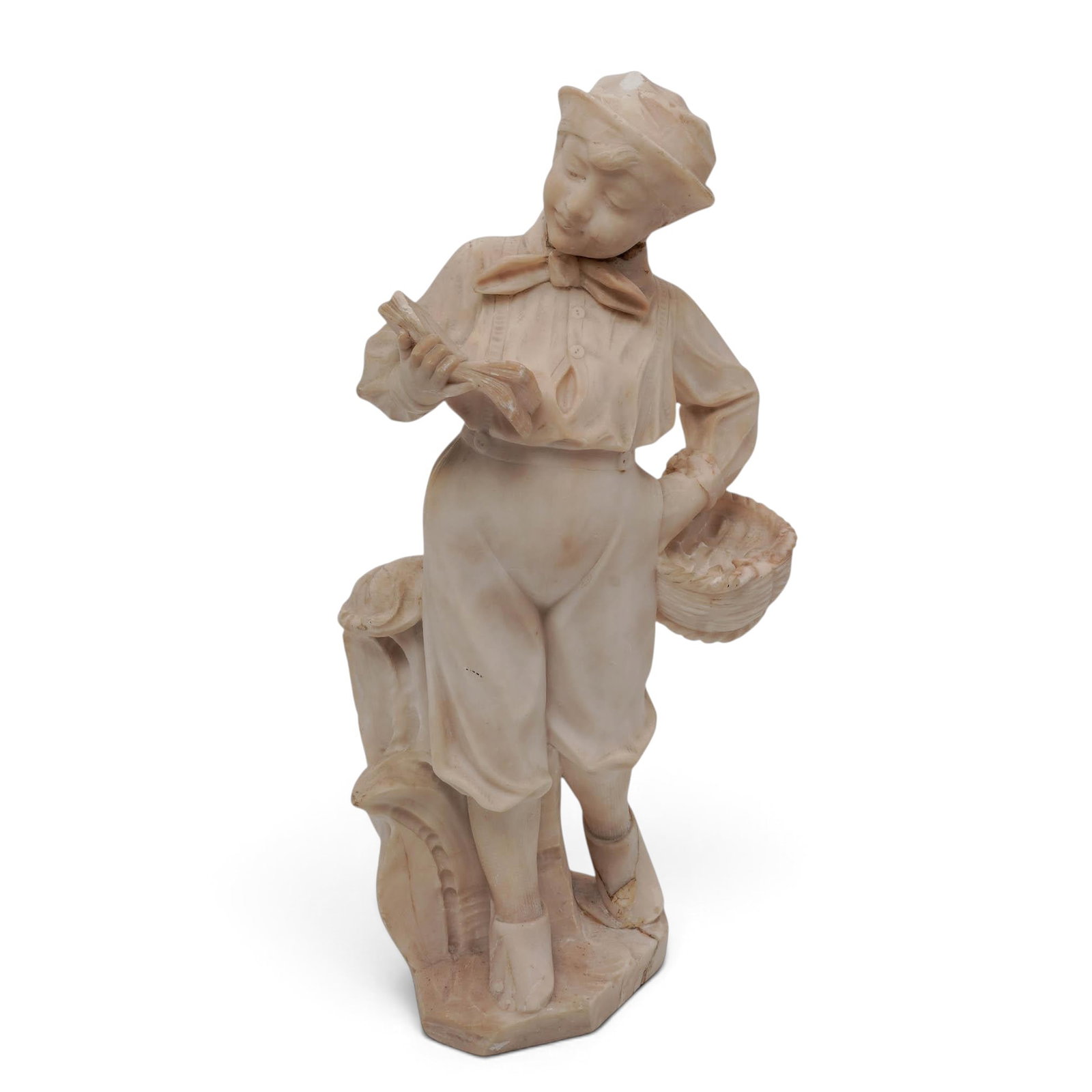 Large Italian Alabaster Sculpture "Dutch Schoolboy" (1 of 8)