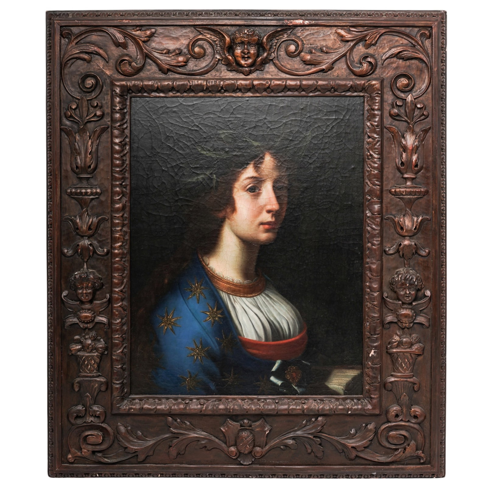 After Carlo Dolci (Italian, 1616-1686) 'Allegory of Poetry' Oil on Panel: After Carlo Dolci (Italian, 1616-1686) 'Allegory of Poetry' Oil on Panel 19th Century, Italy An oil on panel executed after Carlo Dolci's Allegory of Poetry, depicting a contemplative young woman in a