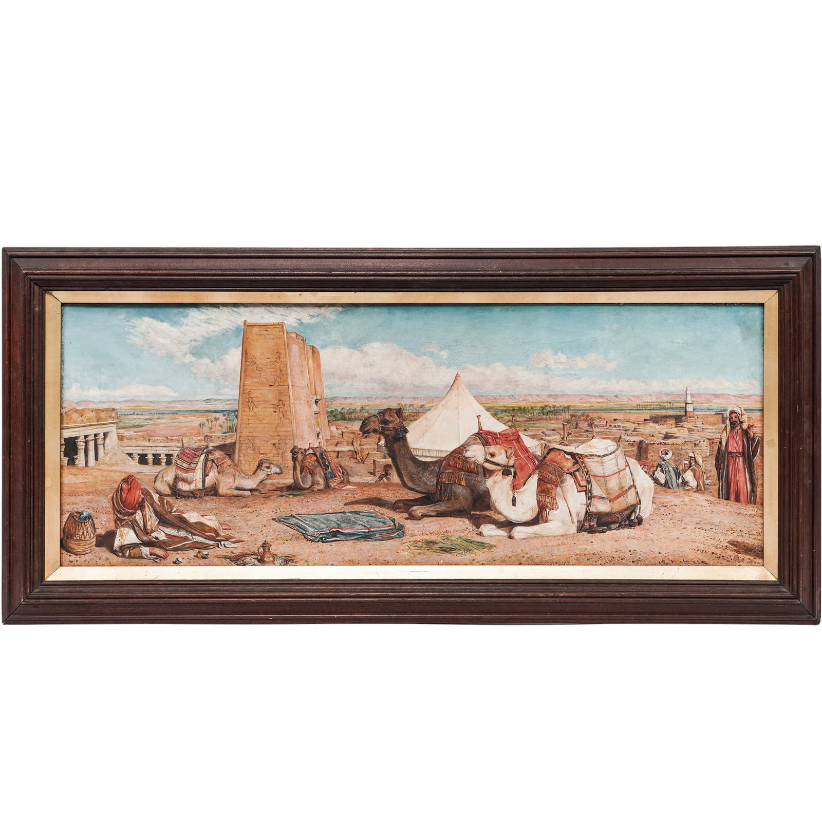 After John Frederick Lewis (British, 1804-1876) 'Edfu, Upper Egypt', Oil on Canvas (1 of 3)