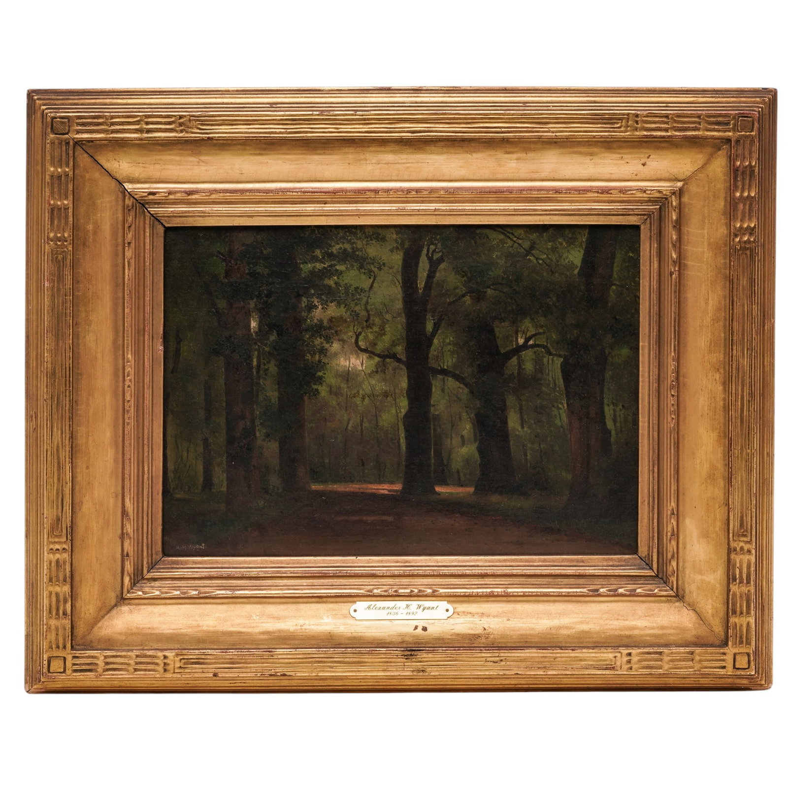 Alexander Helwig Wyant (American, 1836-1892), 'Glade in Autumn' Oil on Canvas: Alexander Helwig Wyant (American, 1836-1892), 'Glade in Autumn' Oil on Canvas Mid 19th Century, USA Atmospheric woodland landscape depicting a quiet forest glade bathed in subdued autumn light,