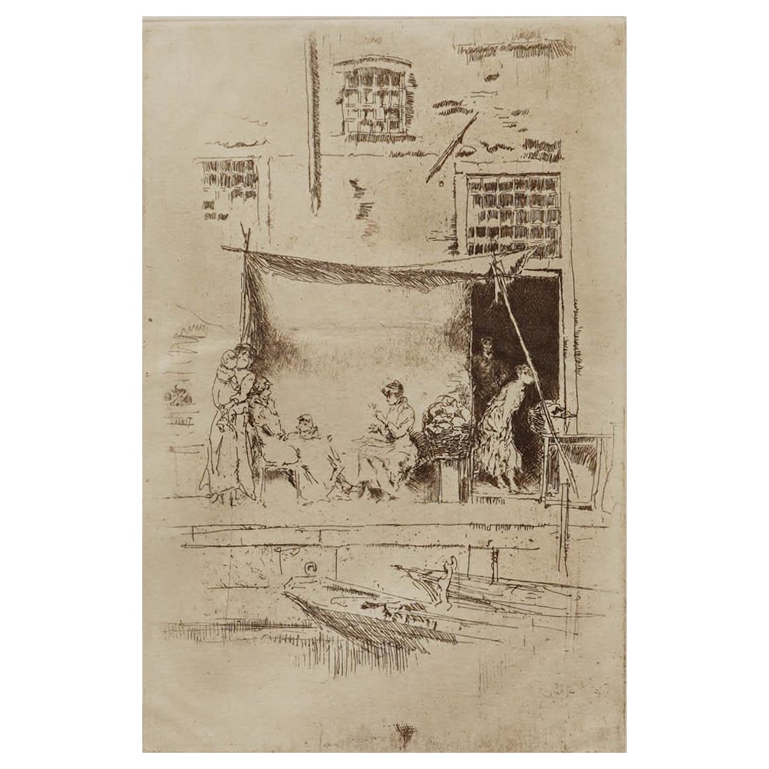 James McNeill Whistler (American, 1834-1903) 'Fruit Stall' Drypoint Etching on Paper (1 of 4)
