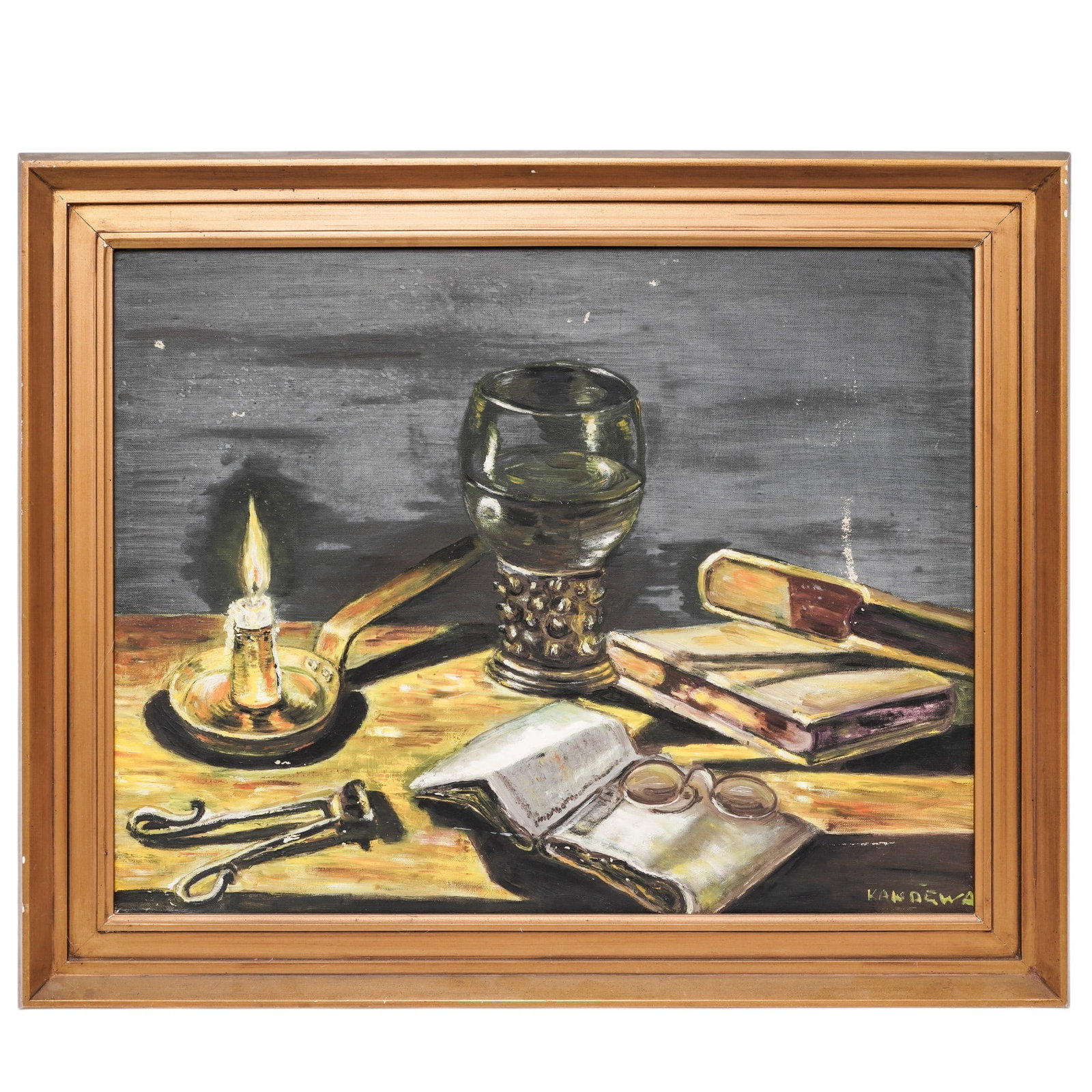 After Pieter Claesz (Dutch, 1597-1660) 'Still Life with Lit Candle', Oil on Canvas: After Pieter Claesz (Dutch, 1597-1660) 'Still Life with Lit Candle', Oil on Canvas 20th Century Oil on canvas after Pieter Claesz, depicting a classic Dutch Golden Age vanitas still life with a burnin