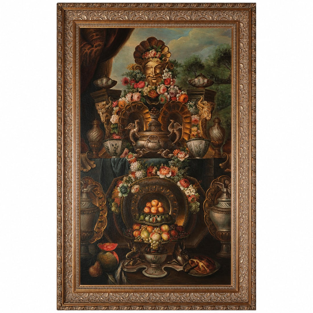 After Alexandre Francois Desportes "Still Life w/ Silver" Oil on Panel (1 of 3)