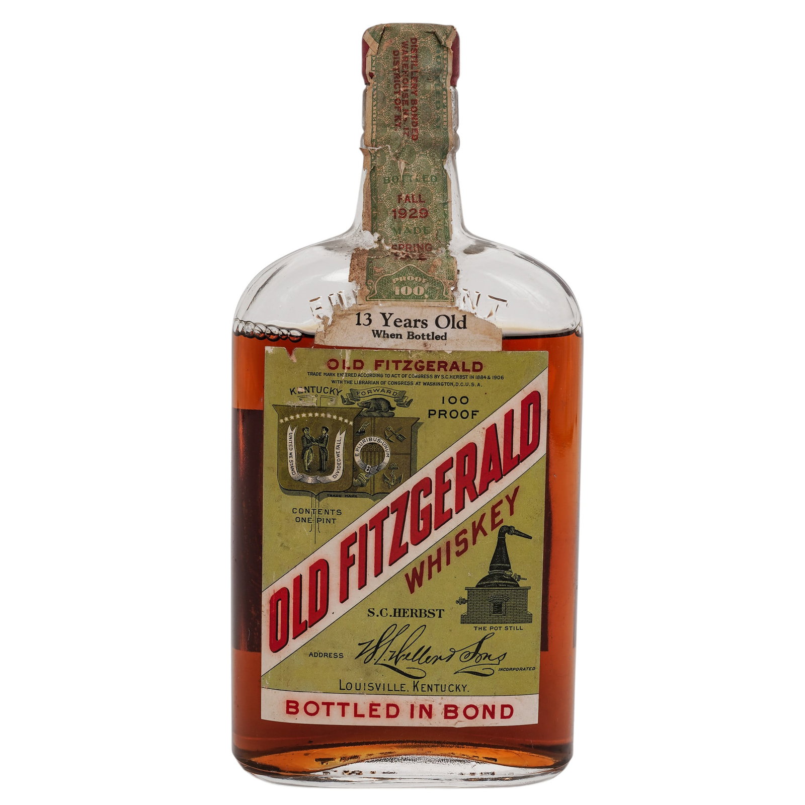 1929 Old Fitzgerald Bottled in Bond 100 Proof Kentucky Bourbon Whiskey Bottle (1 of 4)
