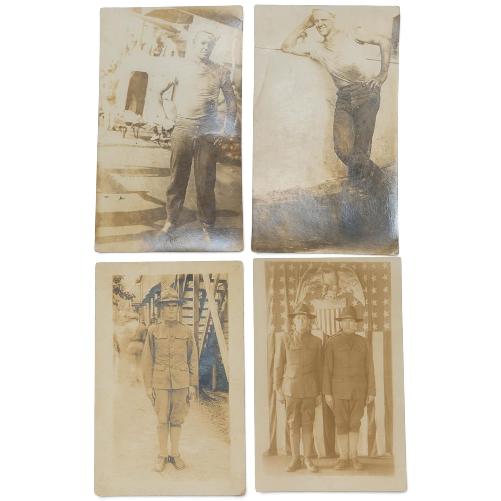 (4 pc) Antique Military Officer Postcards: (4 pc) Antique Military Officer Postcards Early 20th Century, USA A group of four antique photo postcards depicting military subjects. The lot includes portraits of early 20th century uniformed