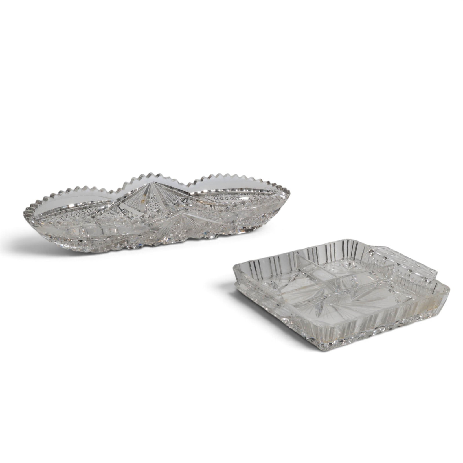 (2 pc) Vintage American Brilliant Cut Crystal Serving Dishes (1 of 9)
