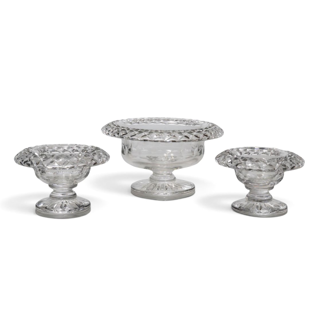 (3 pc) Stuart Crystal Footed Turnover Bowls (1 of 9)
