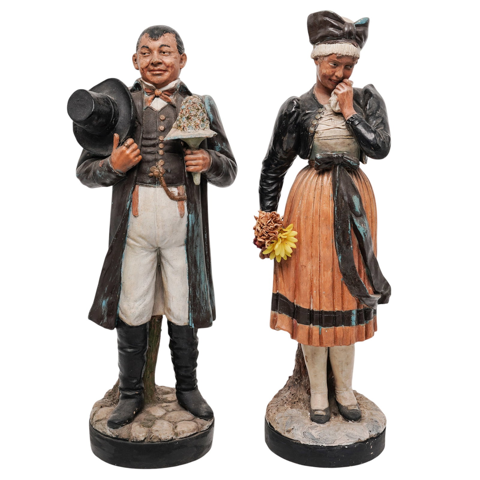(2pc) Attrib. Bernard Bloch Cold-Painted Terracotta Sculptures (1 of 6)