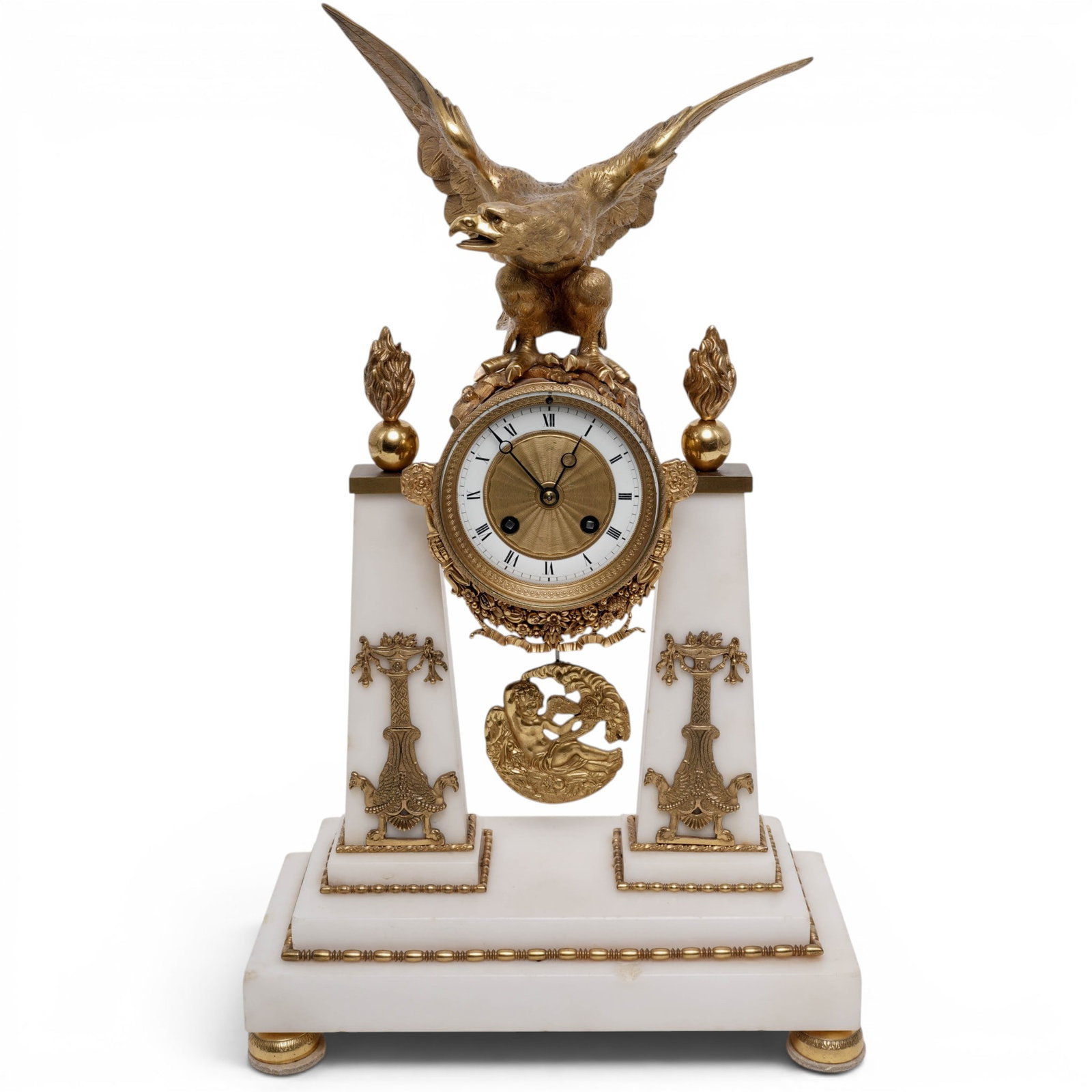 Antique Samuel Marti & Cie Neoclassical Gilt-Bronze and Marble Eagle Clock (1 of 20)