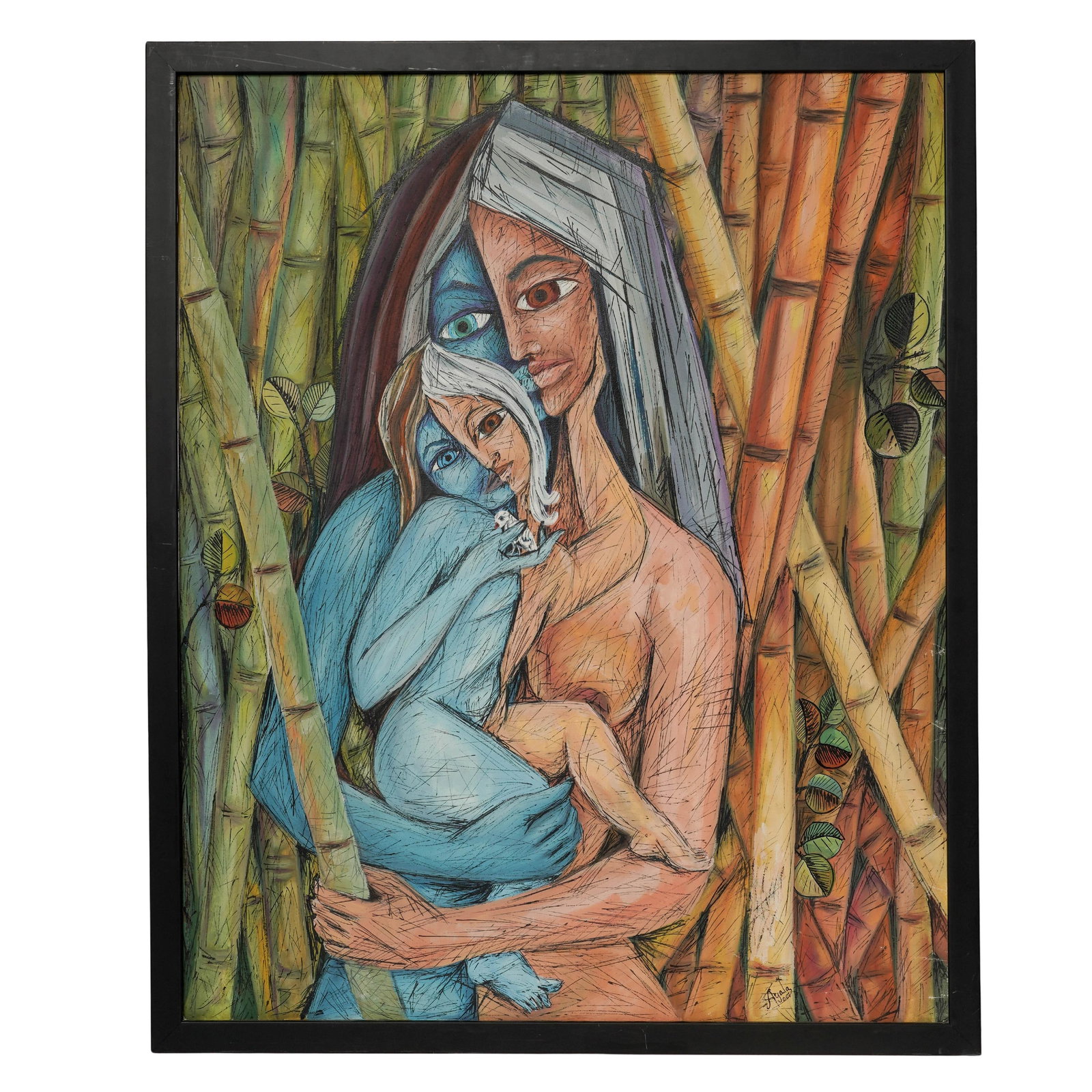Roger Ayala Rodríguez (Cuban, b. 1950) "Split-Body" Oil on Canvas: Roger Ayala Rodríguez (Cuban, b. 1950) "Split-Body" Oil on Canvas c. 2000s, Cuban This is a work by the Cuban painter Roger Ayala. The piece perfectly highlights his signature "split-face" technique