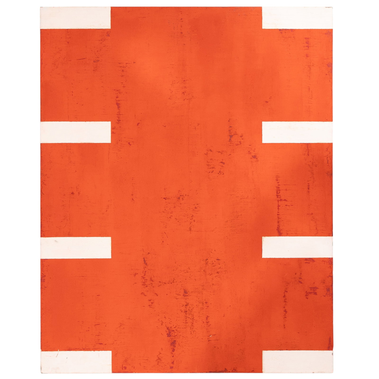 Gordon Hart (Scot/Amer., b. 1940) "New Red" Gesso & Oil Painting: Gordon Hart (Scot/Amer., b. 1940) "New Red" Gesso & Oil Painting 1981 Oil and gesso on masonite artwork by Gordon Hart (Scottish/American, born 1940). Marked on verso with title "New Red", "pigmented 