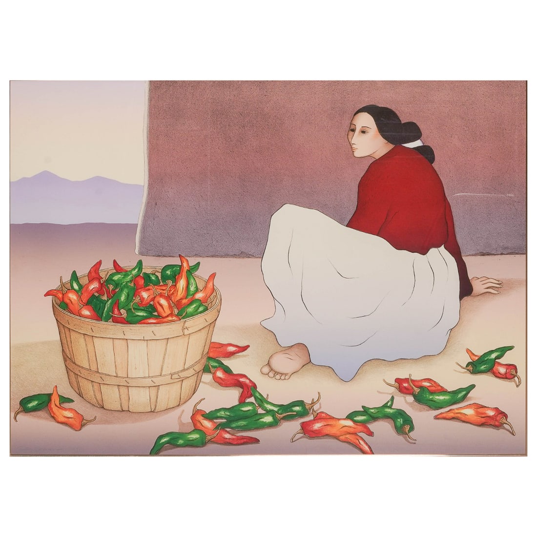 R.C. Gorman (Dine, 1932-2005) "Chili Picker" Serigraph On Paper (1 of 5)