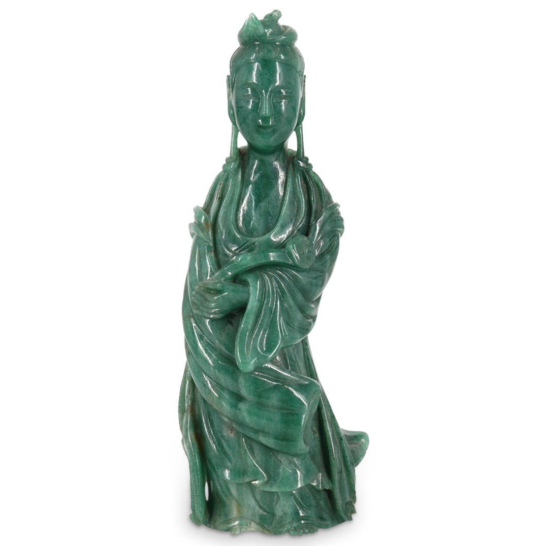 Chinese Carved Green Aventurine Guanyin Figure (1 of 8)