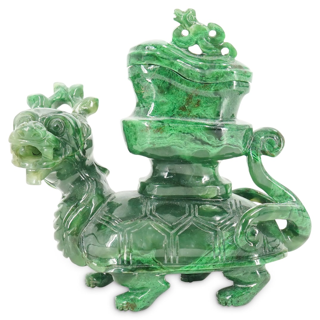 Chinese Chloromelanite Jade Dragon Turtle (1 of 7)