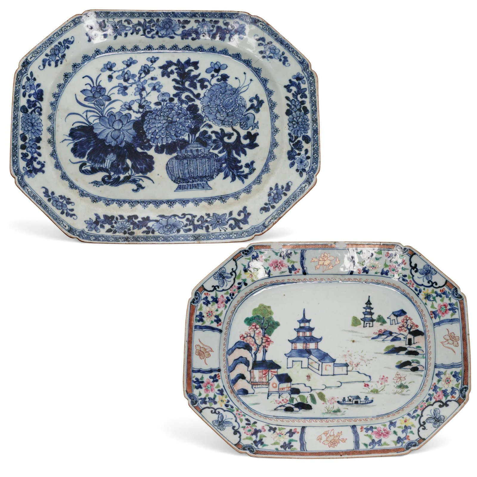 (2 pc) Antique Chinese Export Porcelain Meat Dishes (1 of 6)