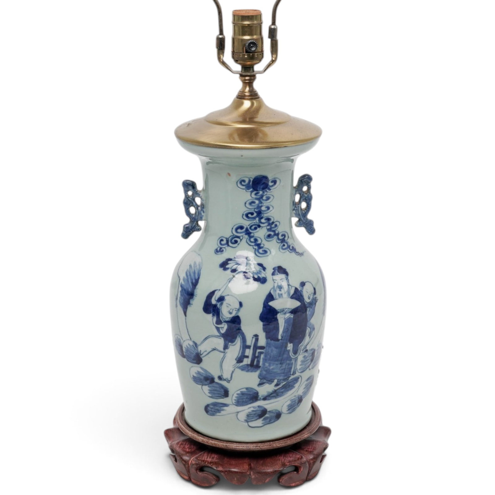 Chinese Celadon Blue & White Porcelain Table Lamp (1 of 10)