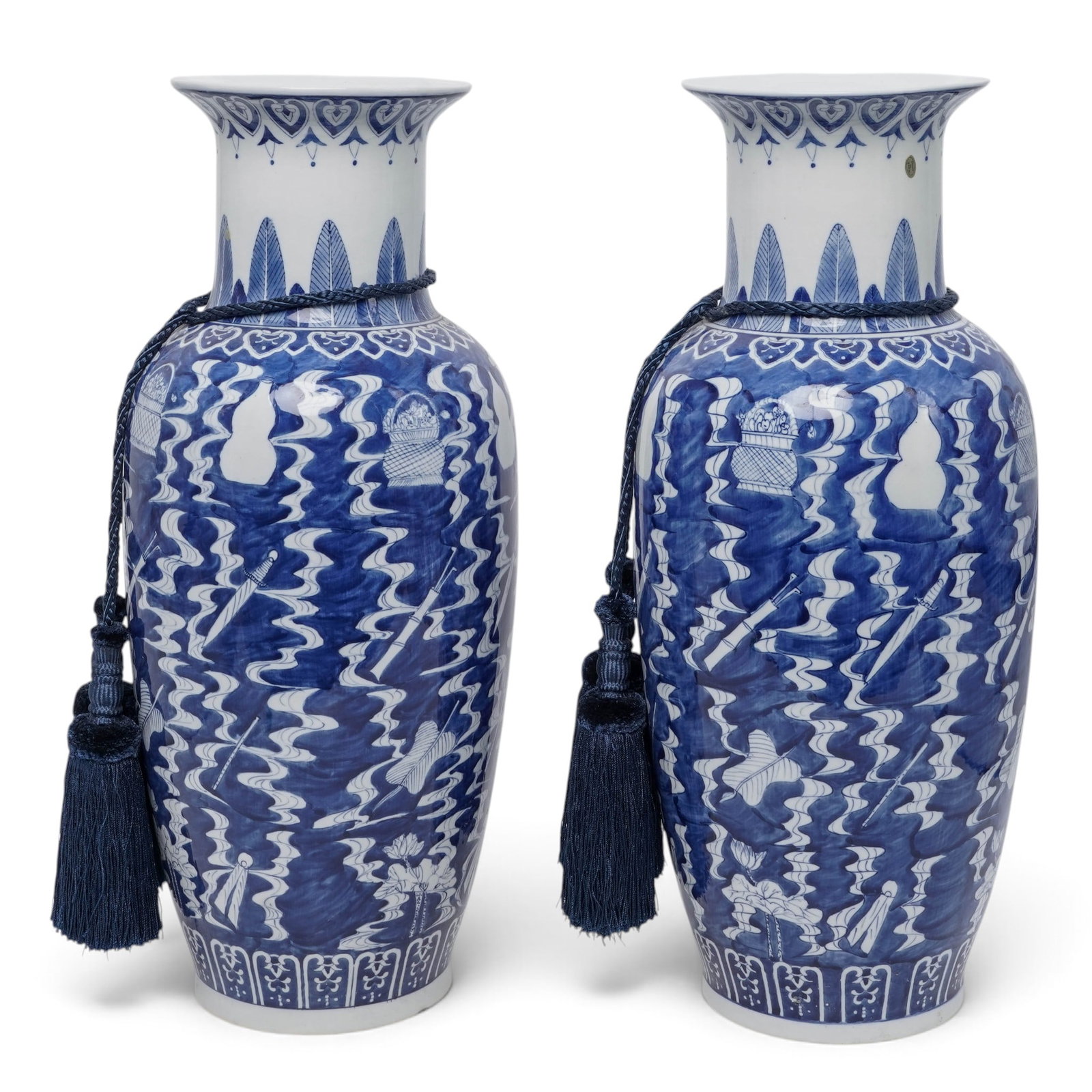 Pair Chinese Porcelain Blue & White Floor Vases (1 of 7)