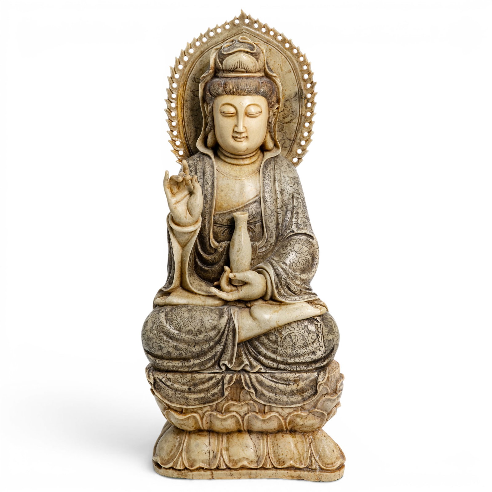Chinese Carved Stone Guan Yin Statue (1 of 7)