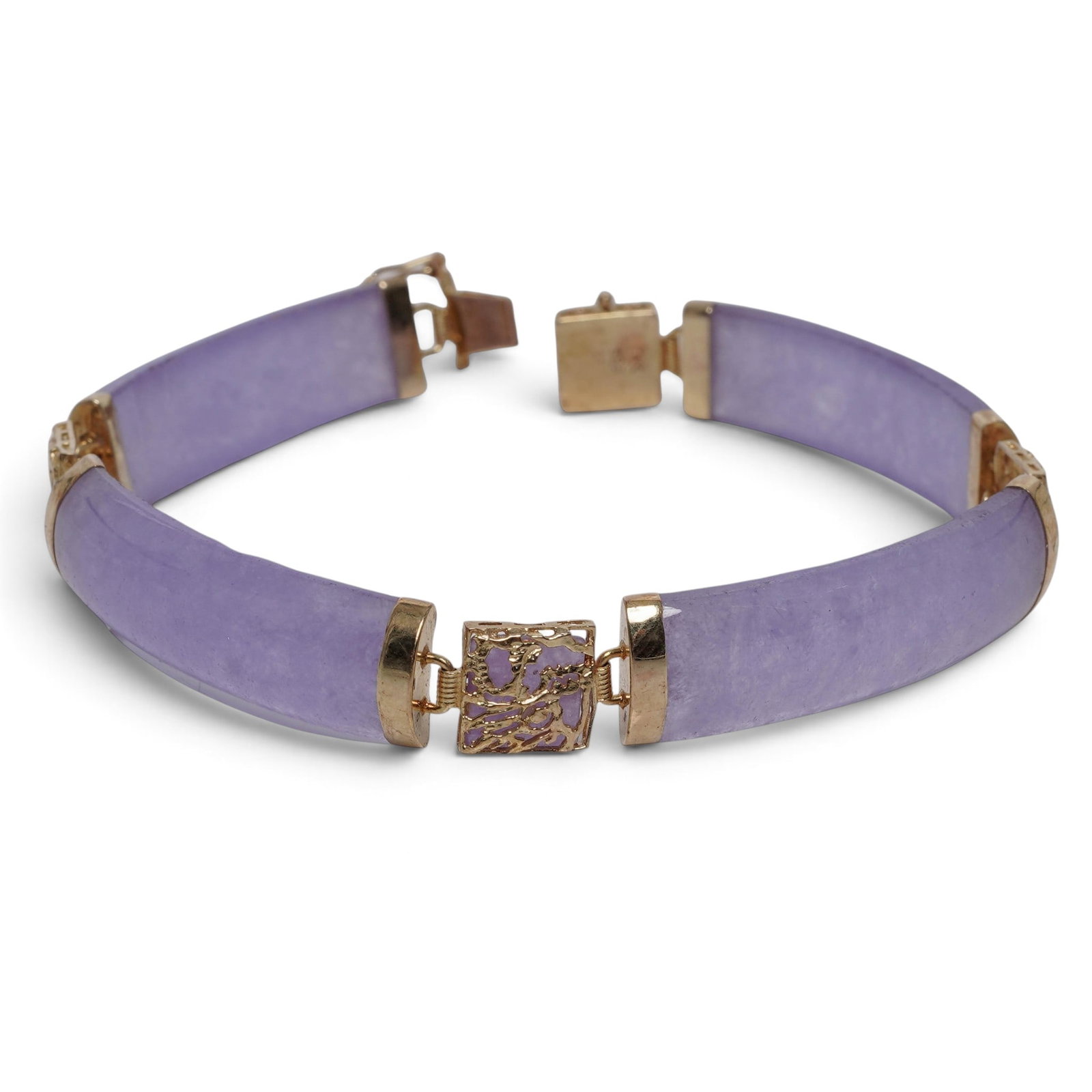 Vintage Chinese 14K Gold & Lavender 'Joy' Jade Bracelet (1 of 7)