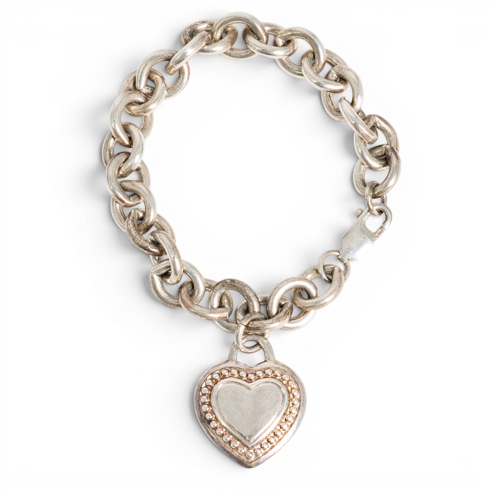 Judith Ripka Sterling Silver Country Link Heart Charm Bracelet (1 of 5)