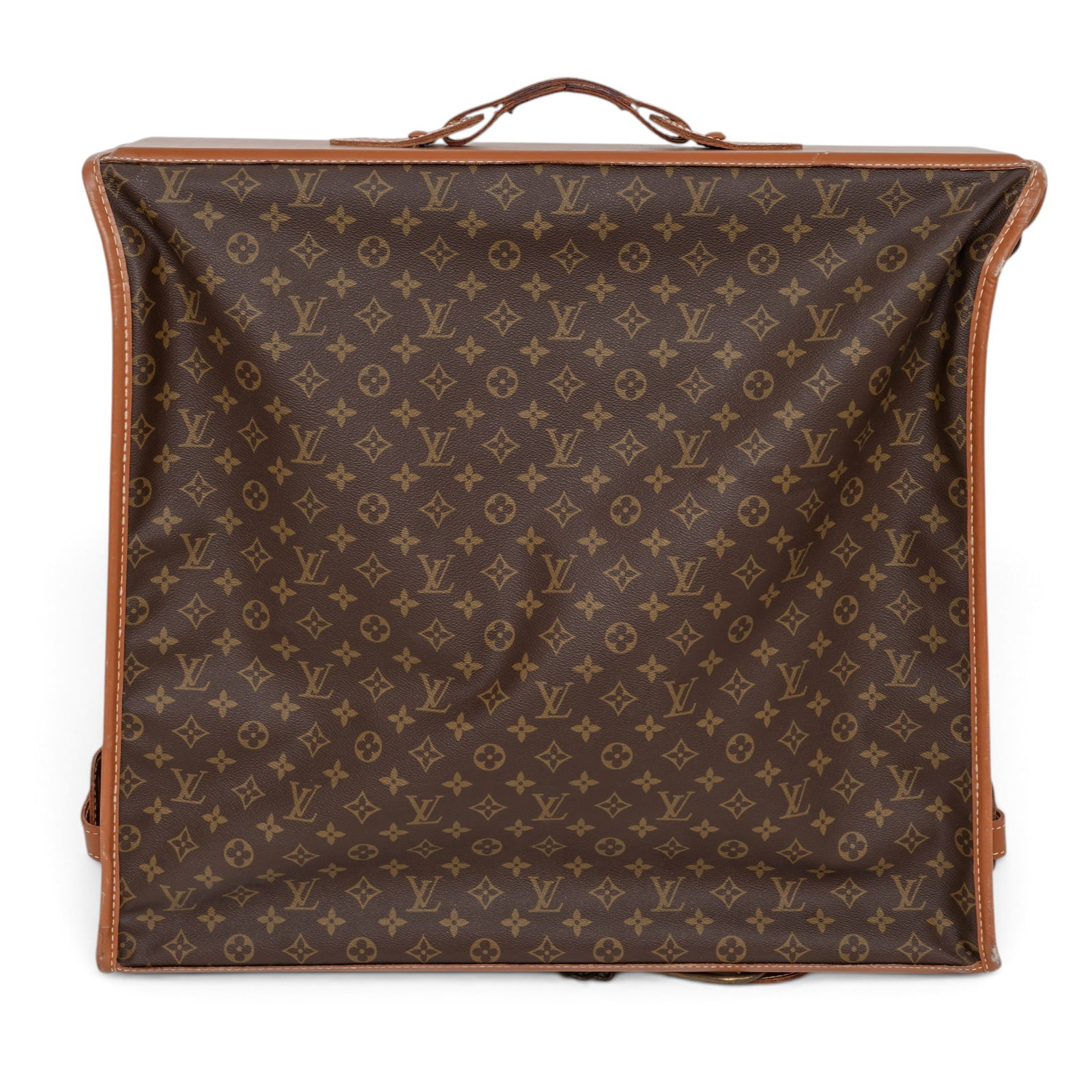 Louis Vuitton Style Monogram Folding Garment Bag: Louis Vuitton Style Monogram Folding Garment Bag 20th Cent. This garment bag is modeled after the classic Louis Vuitton Monogram 4-5 Cintres design style. It features a brown coated canvas shell print