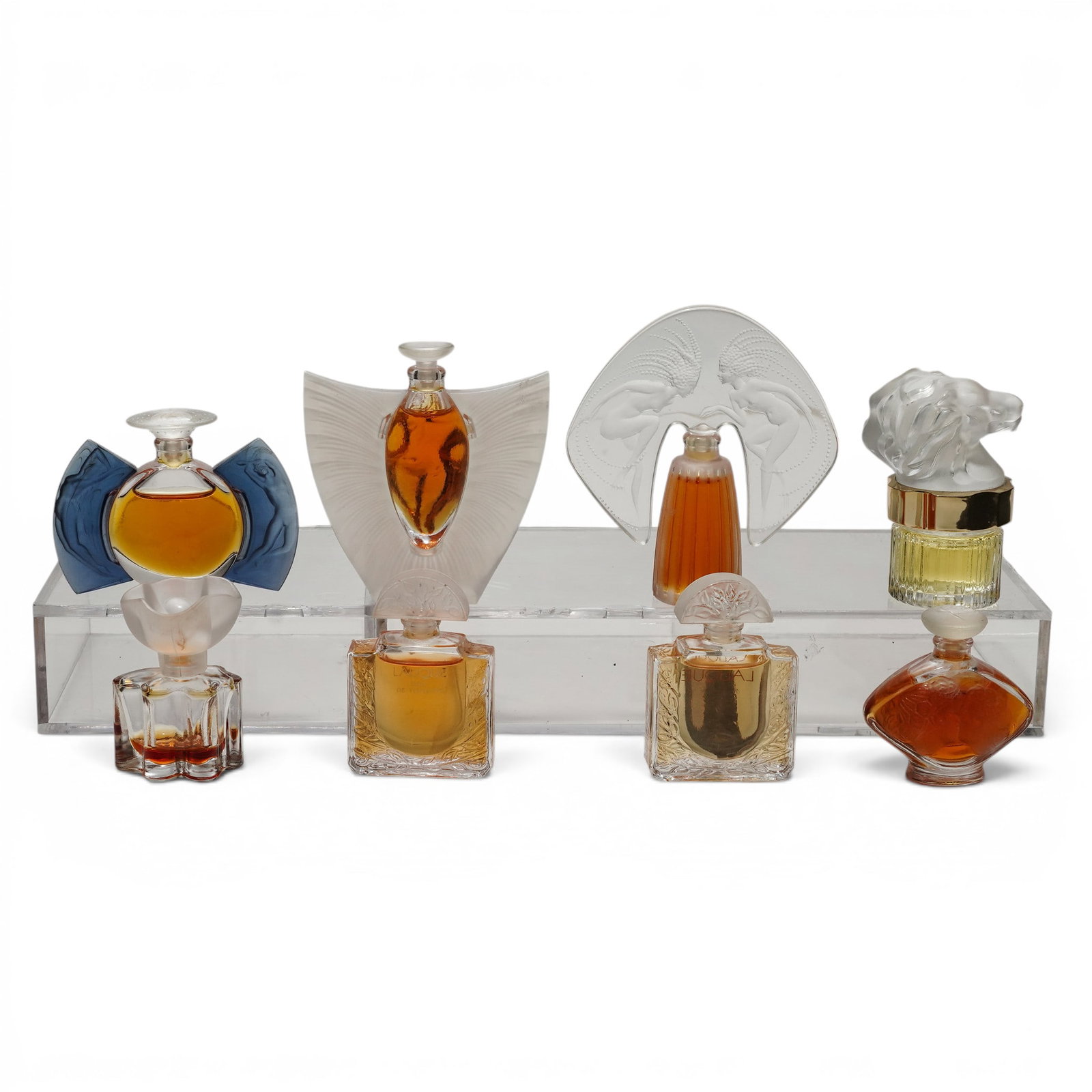 (8 pc) Miniature Lalique & Oscar De La Renta Perfume Bottles (1 of 6)