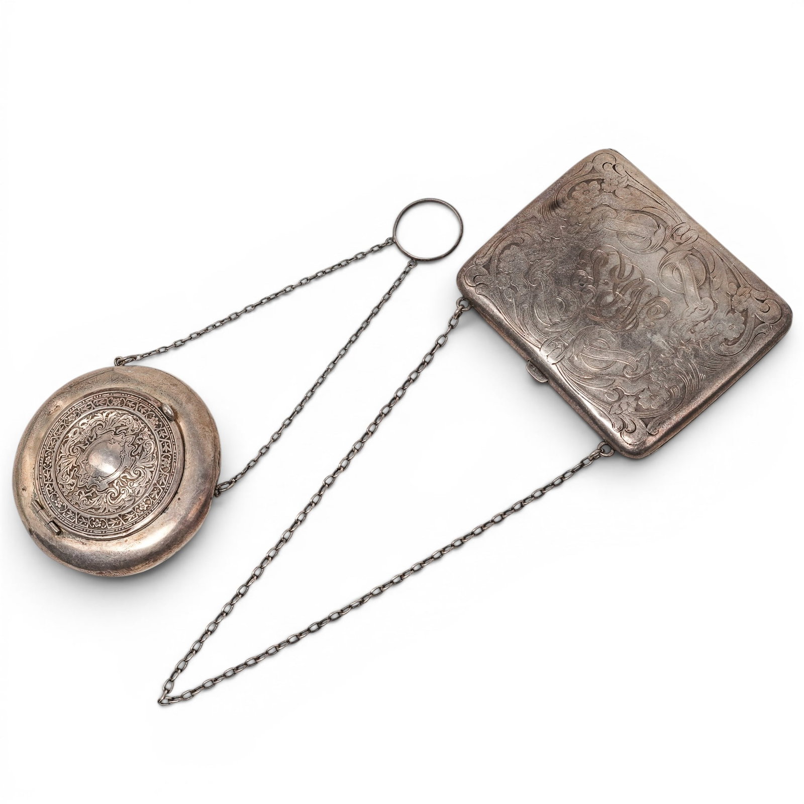 (2pc) Art Nouveau Sterling Silver Cases Group (1 of 7)