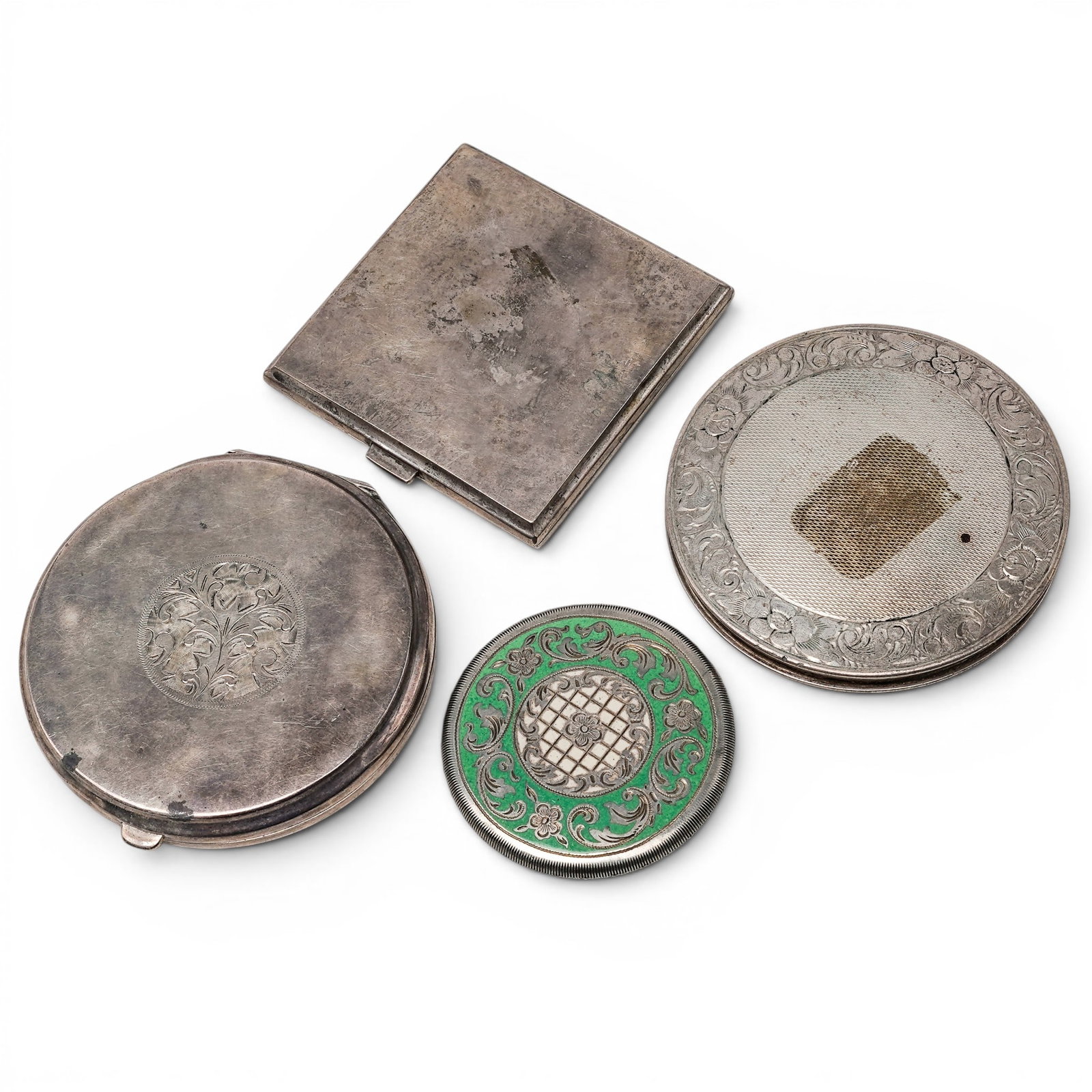 (4 pc) B.A. Ballou & Co. Harman Brothers Sterling Silver Vanity Compacts (1 of 9)