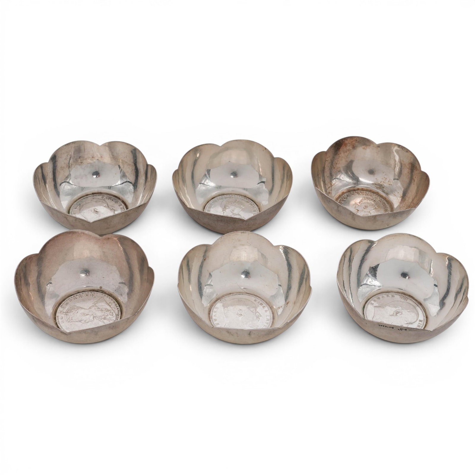 (6 pc) Sterling Silver Miniature Scalloped Bowls (1 of 11)