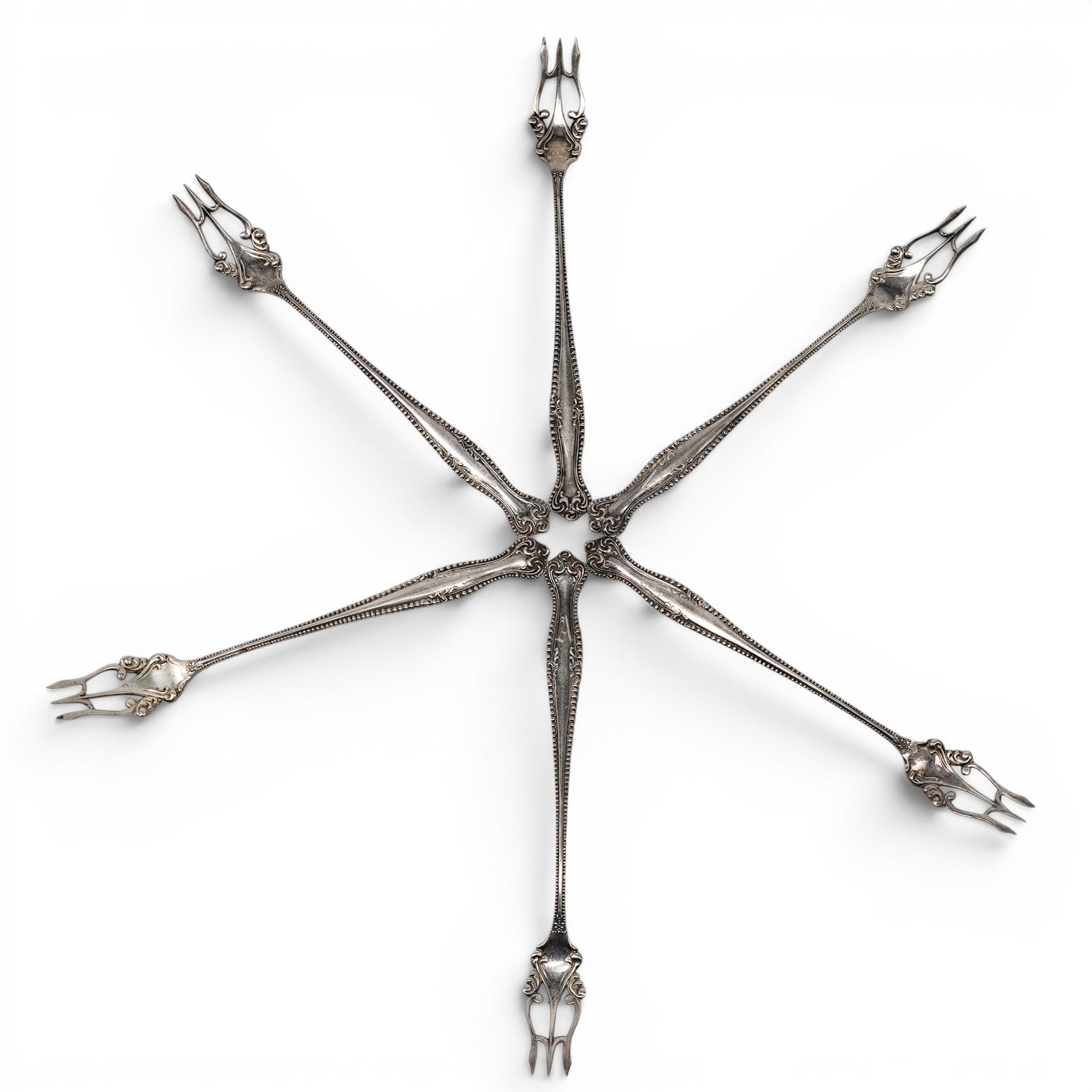 (6 Pc) Towle Silversmiths "Canterbury" Pattern Sterling Silver Cocktail Forks (1 of 7)