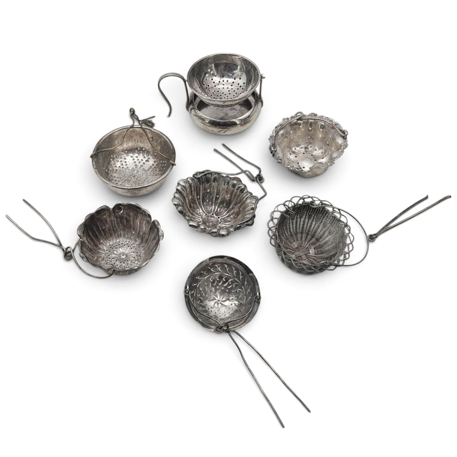 (7pc) Sterling & Silver Plated Tea Strainers Collection (1 of 7)