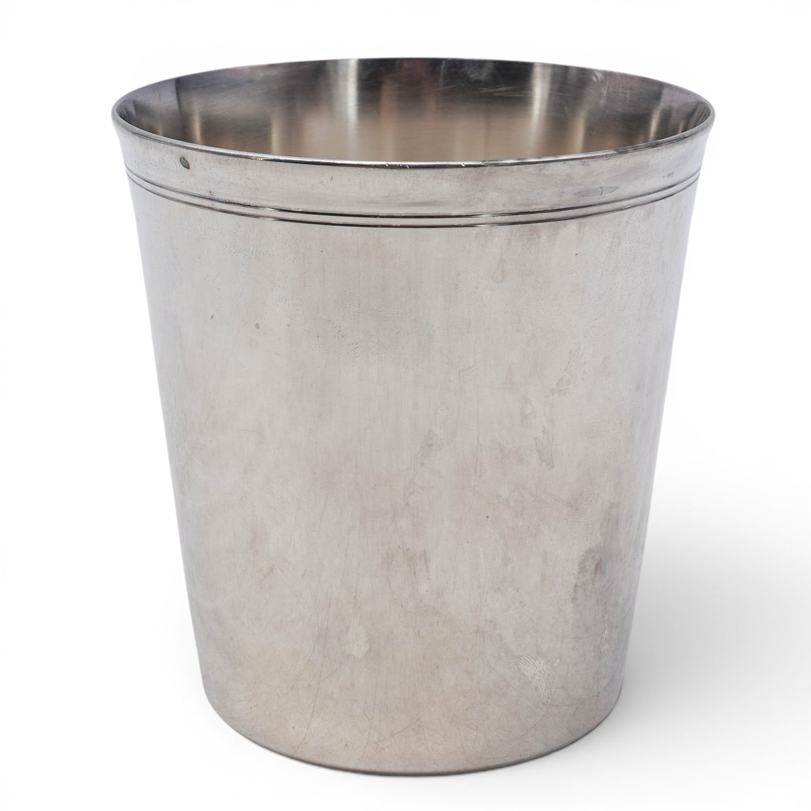 Christofle Silverplated Timbale Christening Cup: Christofle Silverplated Timbale Christening Cup 20th century, France Christofle Silver Timbale Vintage French christening beaker/tumbler cup (timbale), widely favored today as a classic Mint Julep cup